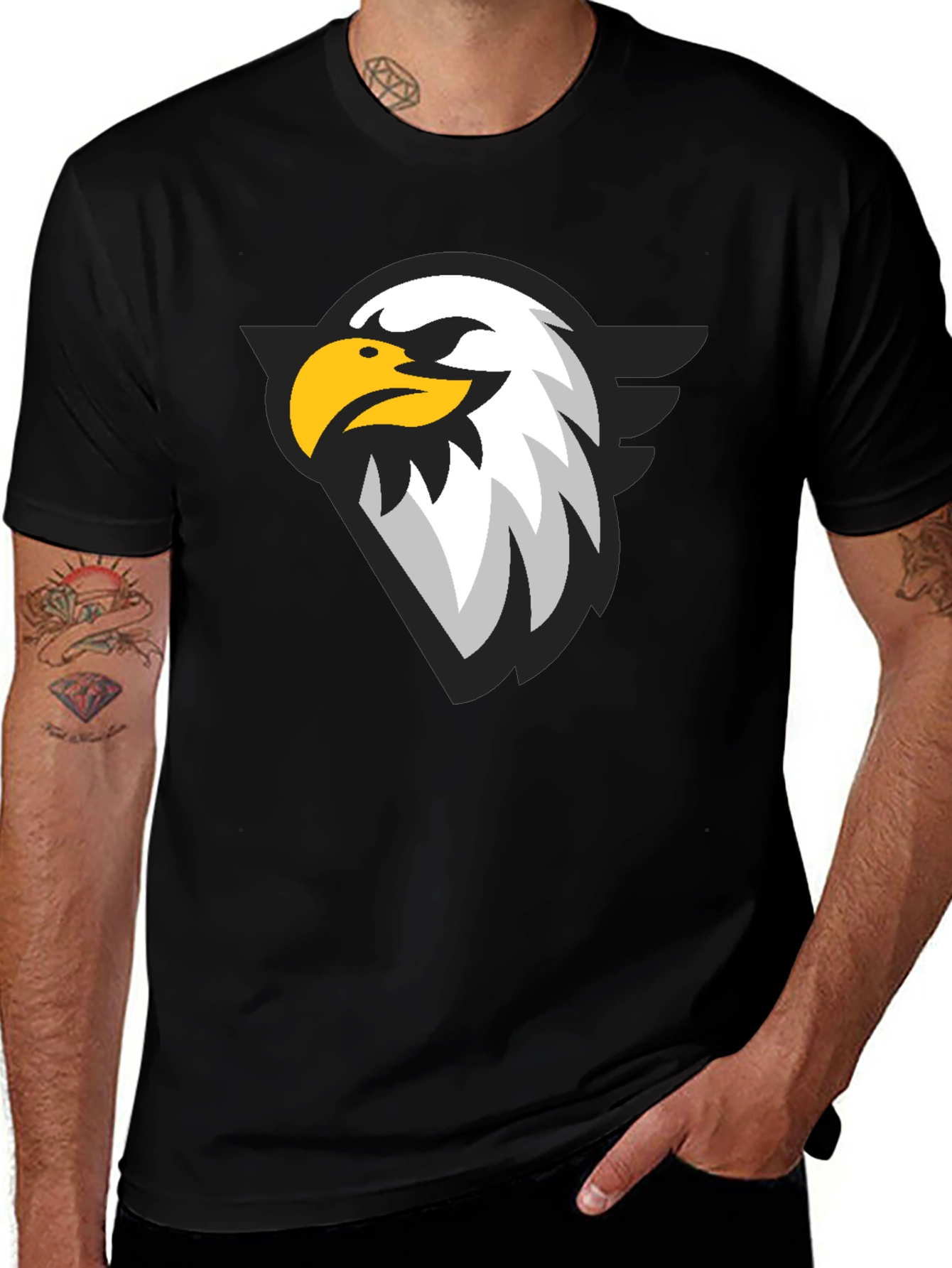 Variant 16 of Black T-Shirt with Eagle Graphic Print