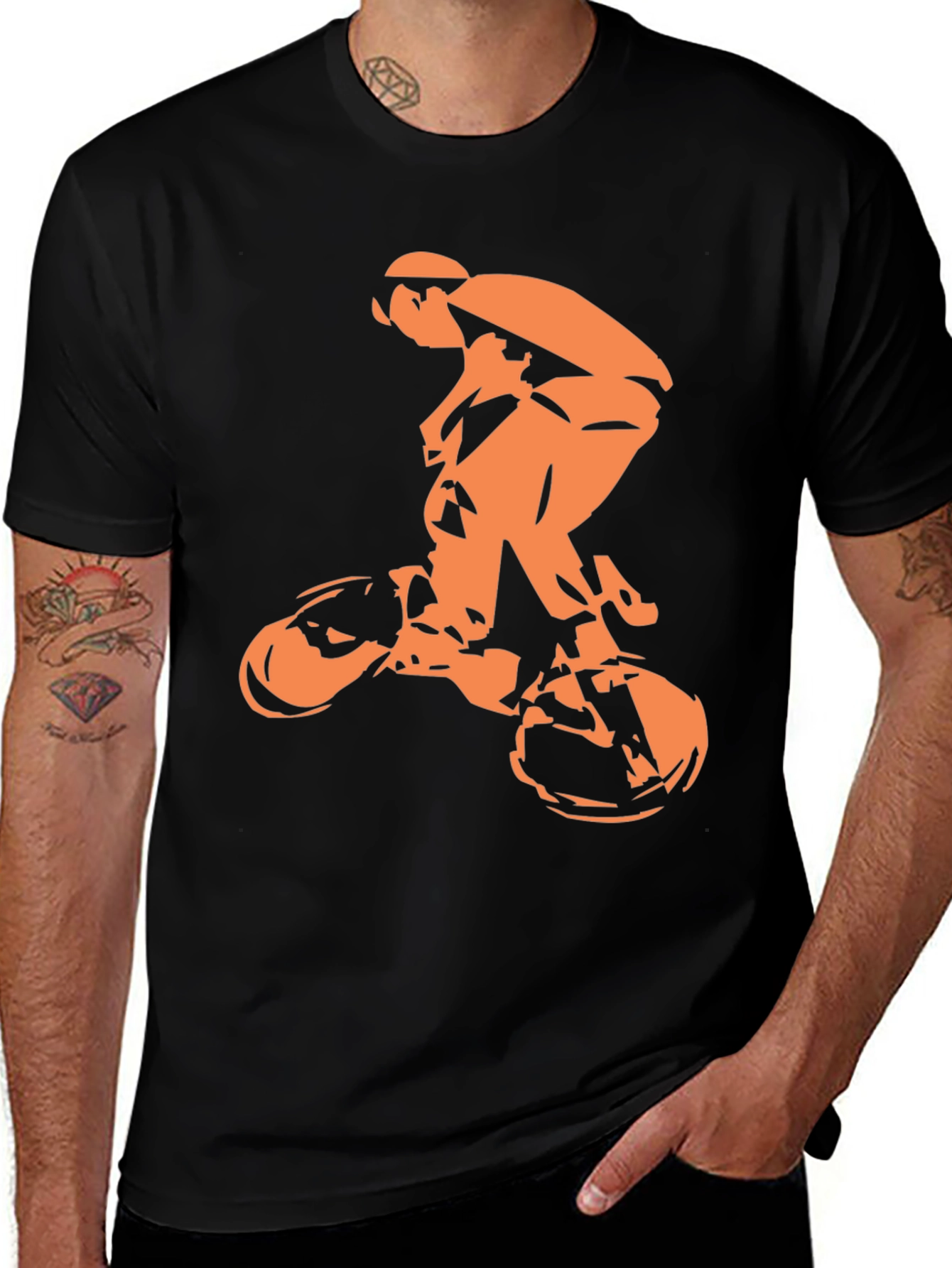Cyclist Graphic Tee - Black Cotton Blend