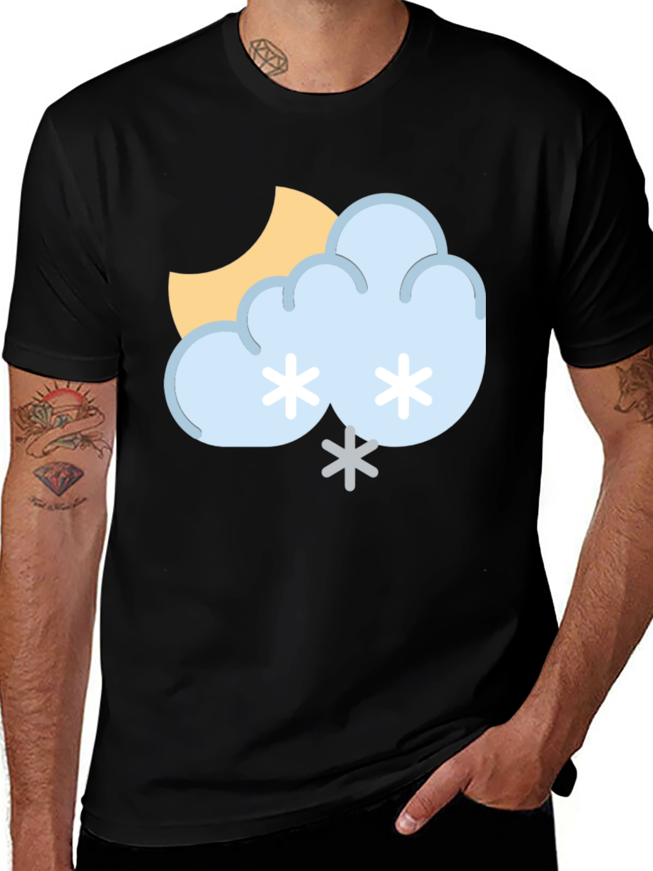 Variant 13 of Snowy Day Graphic Tee - Unisex Black T-Shirt