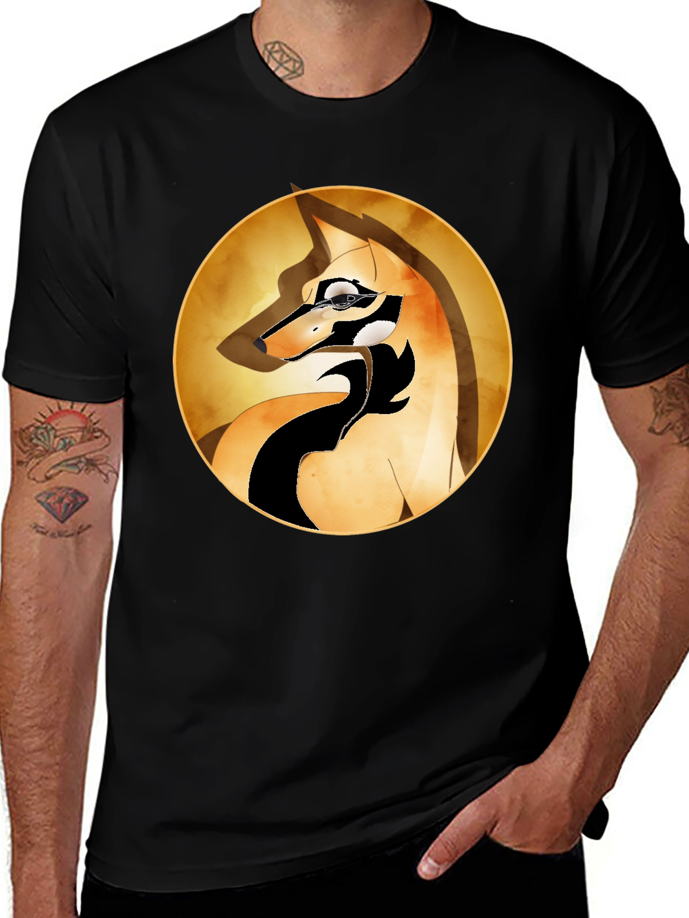 Variant 30 of Fox Graphic Print Men's Black T-Shirt