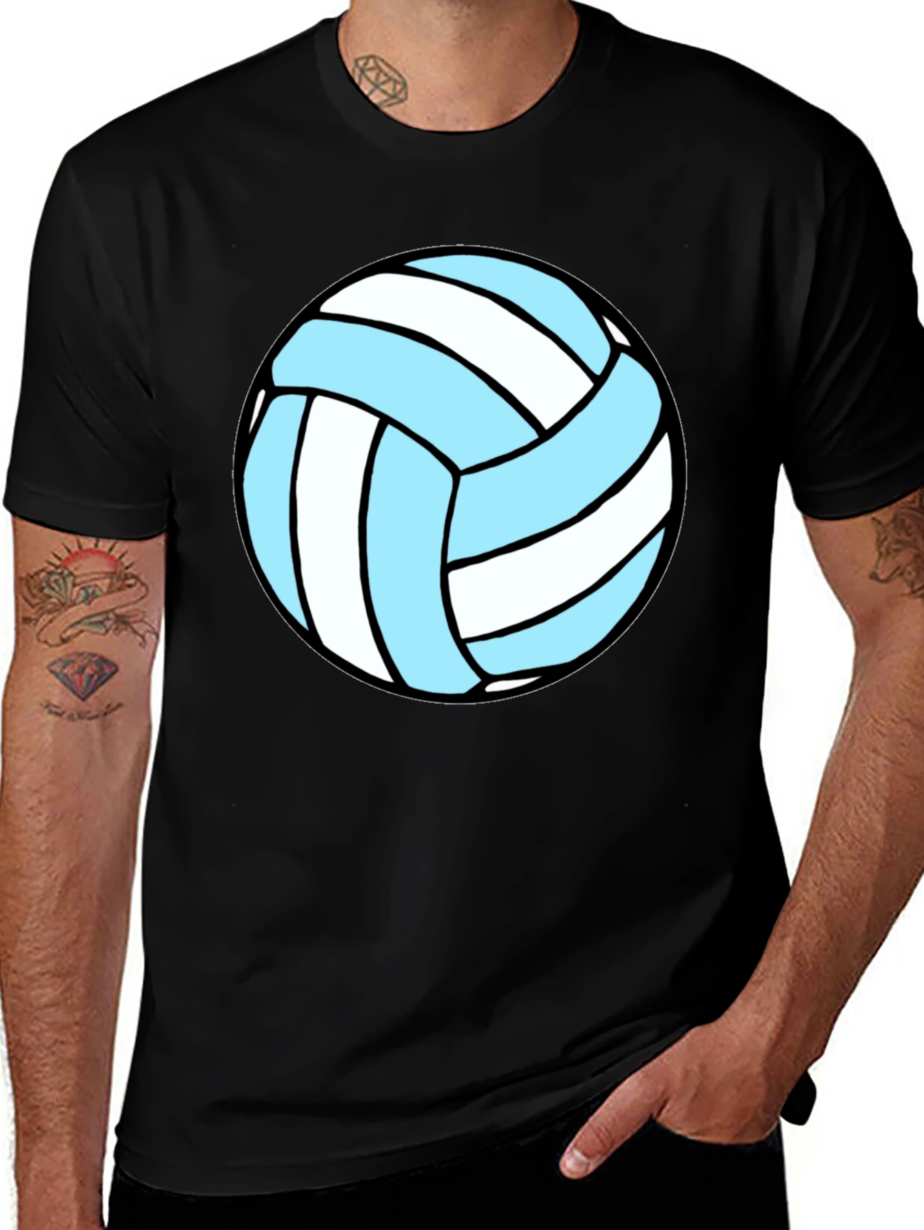 Variant 13 of Volleyball Graphic Tee - Black Cotton Blend