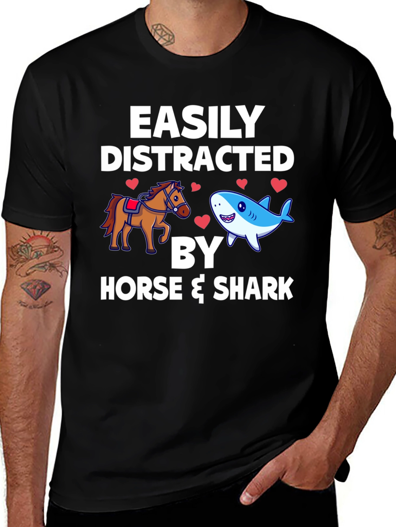 Variant 9 of Easily Distracted by Horse & Shark Men's T-Shirt