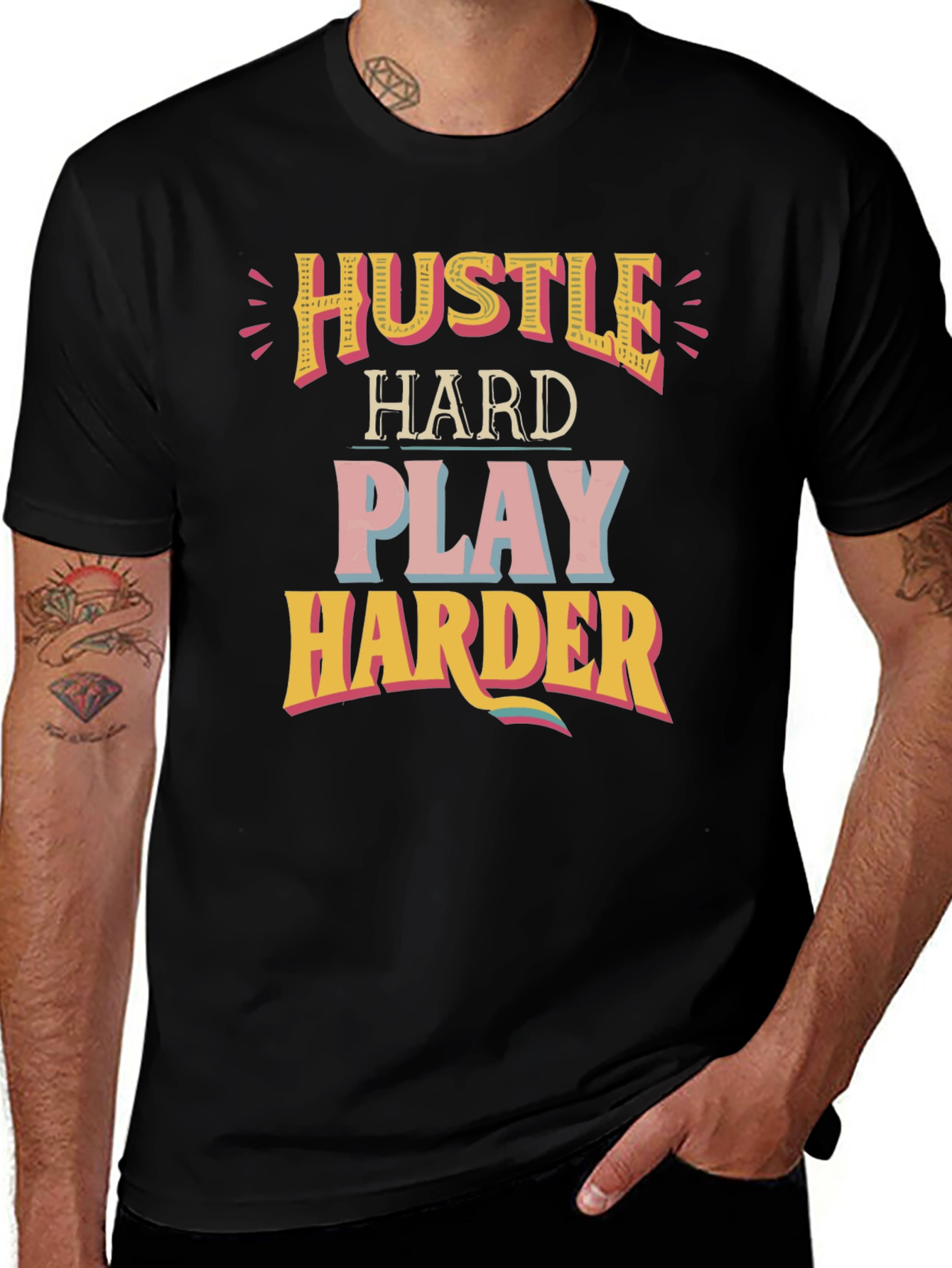 Variant 20 of Hustle Hard Play Harder Graphic T-Shirt