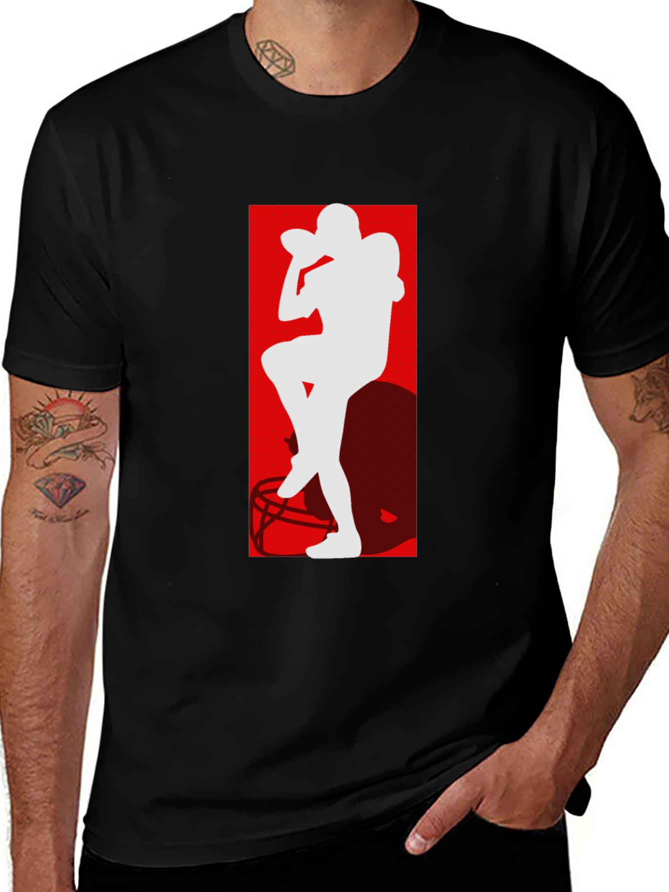 Variant 29 of Football Player Silhouette Graphic T-Shirt