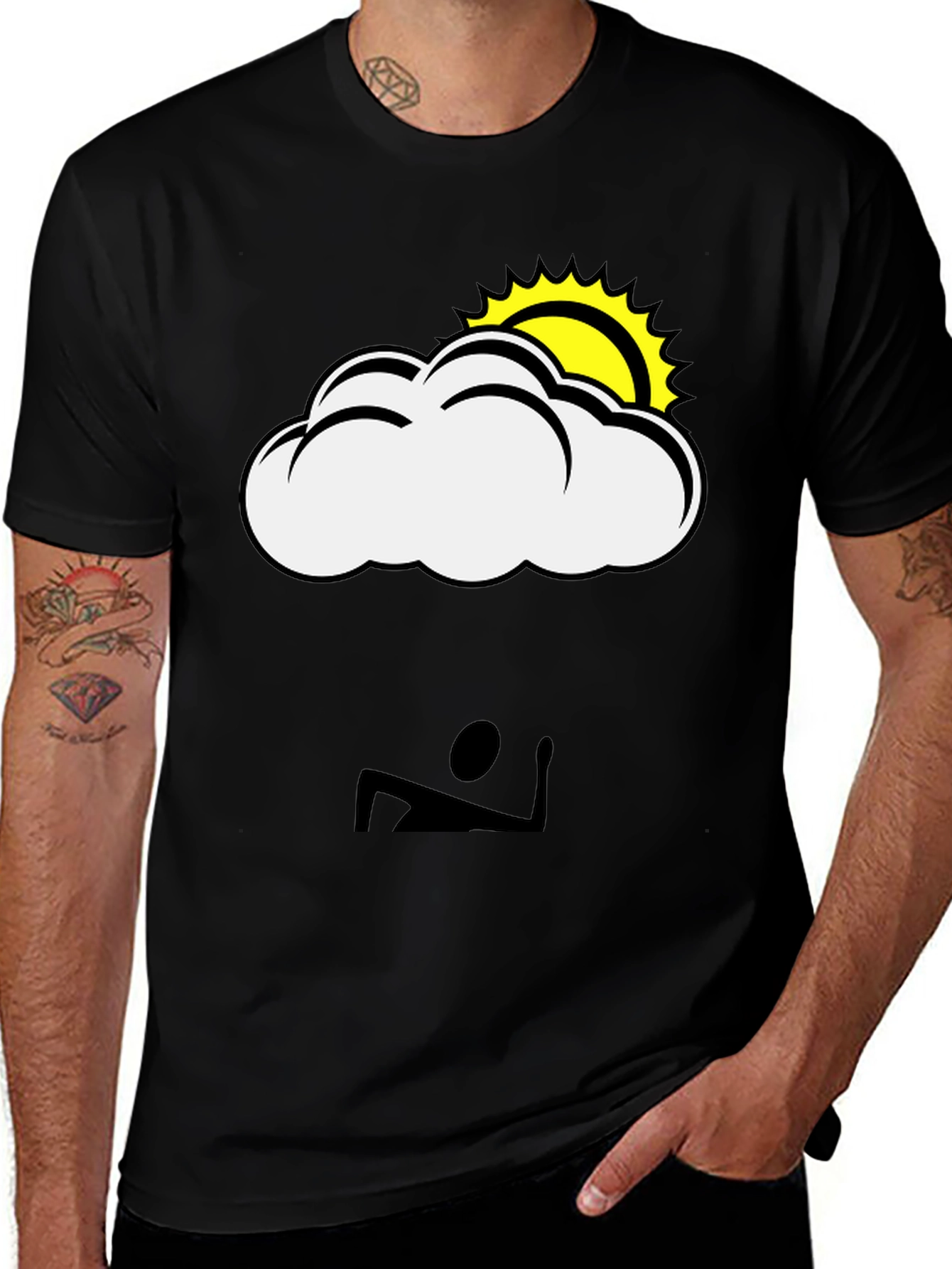 Variant 30 of Cloud & Sun Graphic Tee - Stylish Black T-Shirt