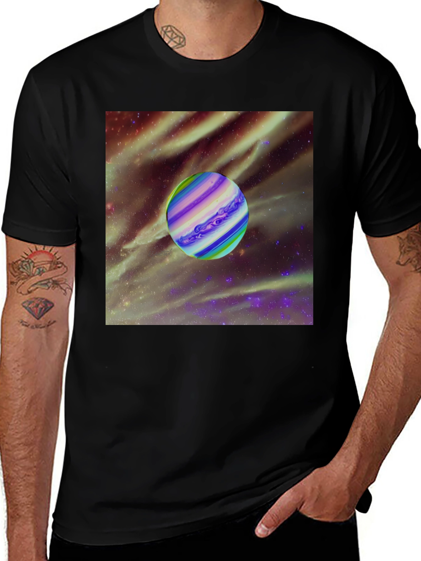 Variant 9 of Space Planet Graphic Tee - Black Unisex T-Shirt