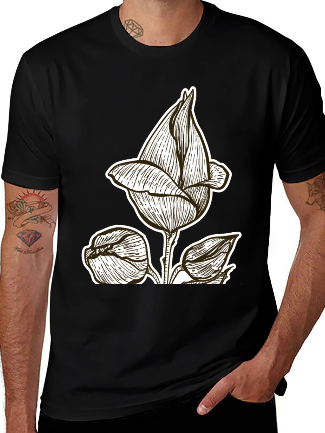 Variant 28 of Black Floral Graphic Tee | Stylish & Unique
