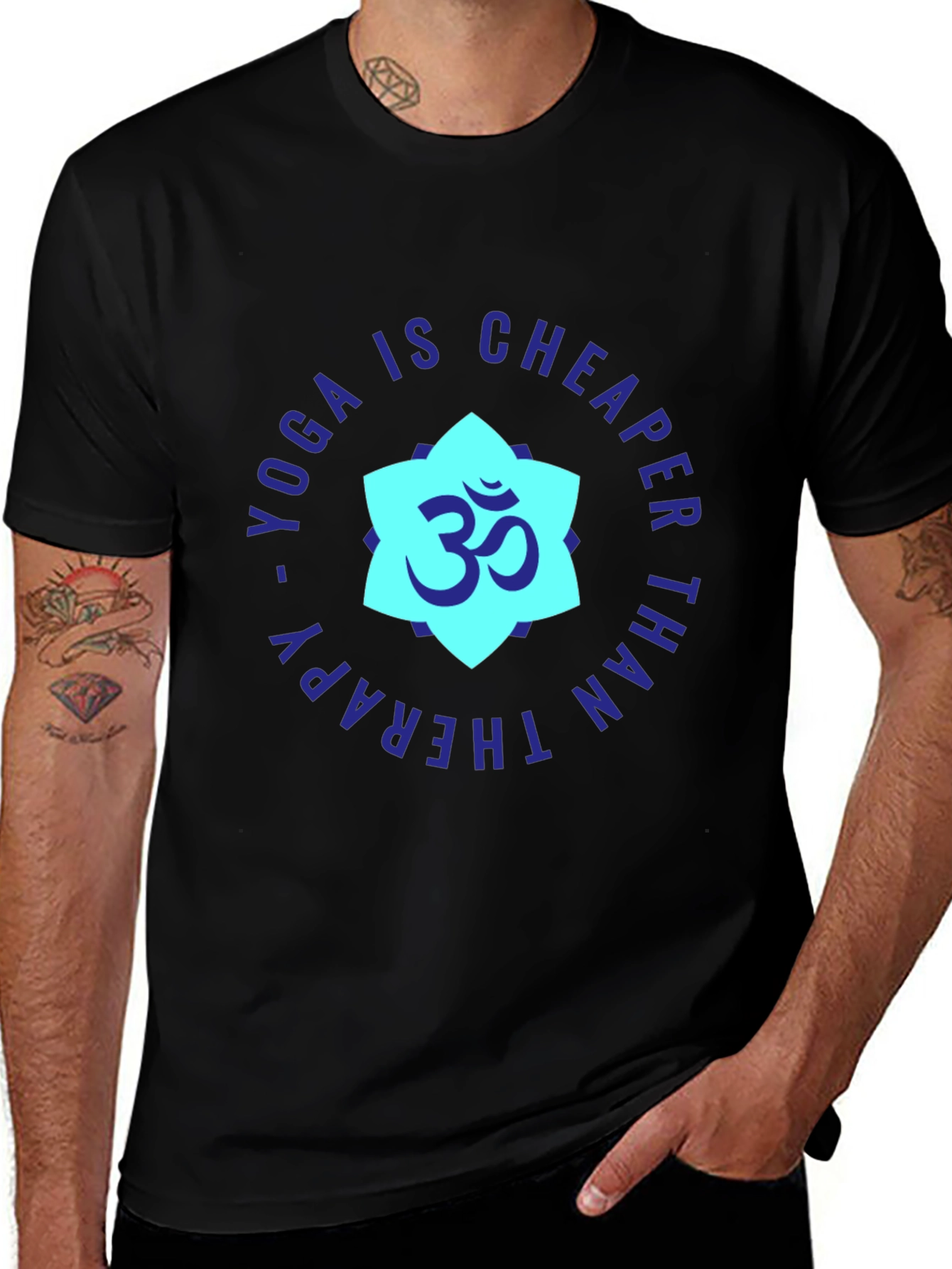 Variant 19 of Yoga is Cheaper Than Therapy Black T-Shirt