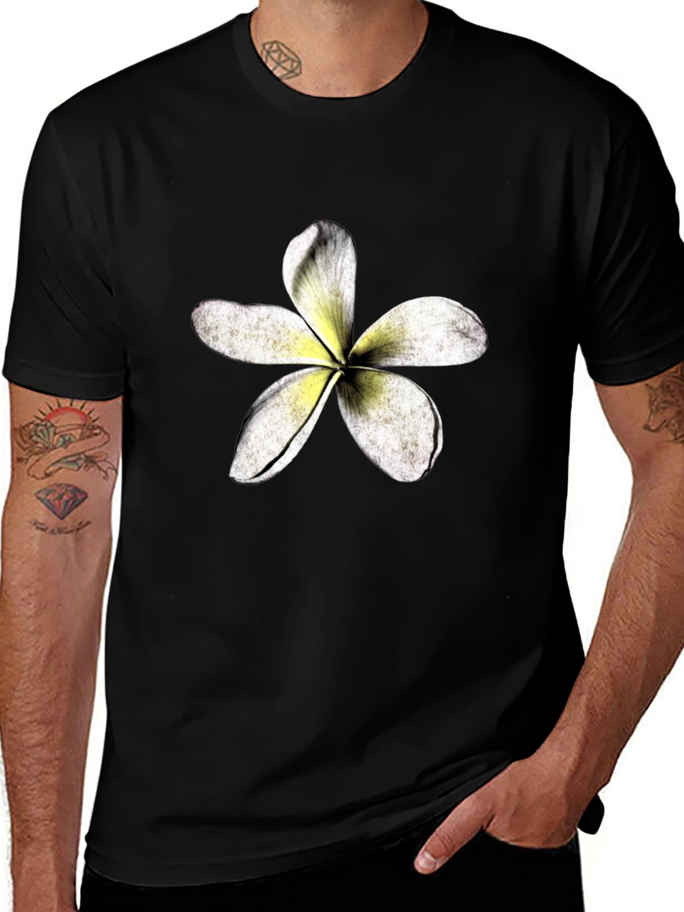 Variant 29 of Tropical Flower Graphic Black T-Shirt