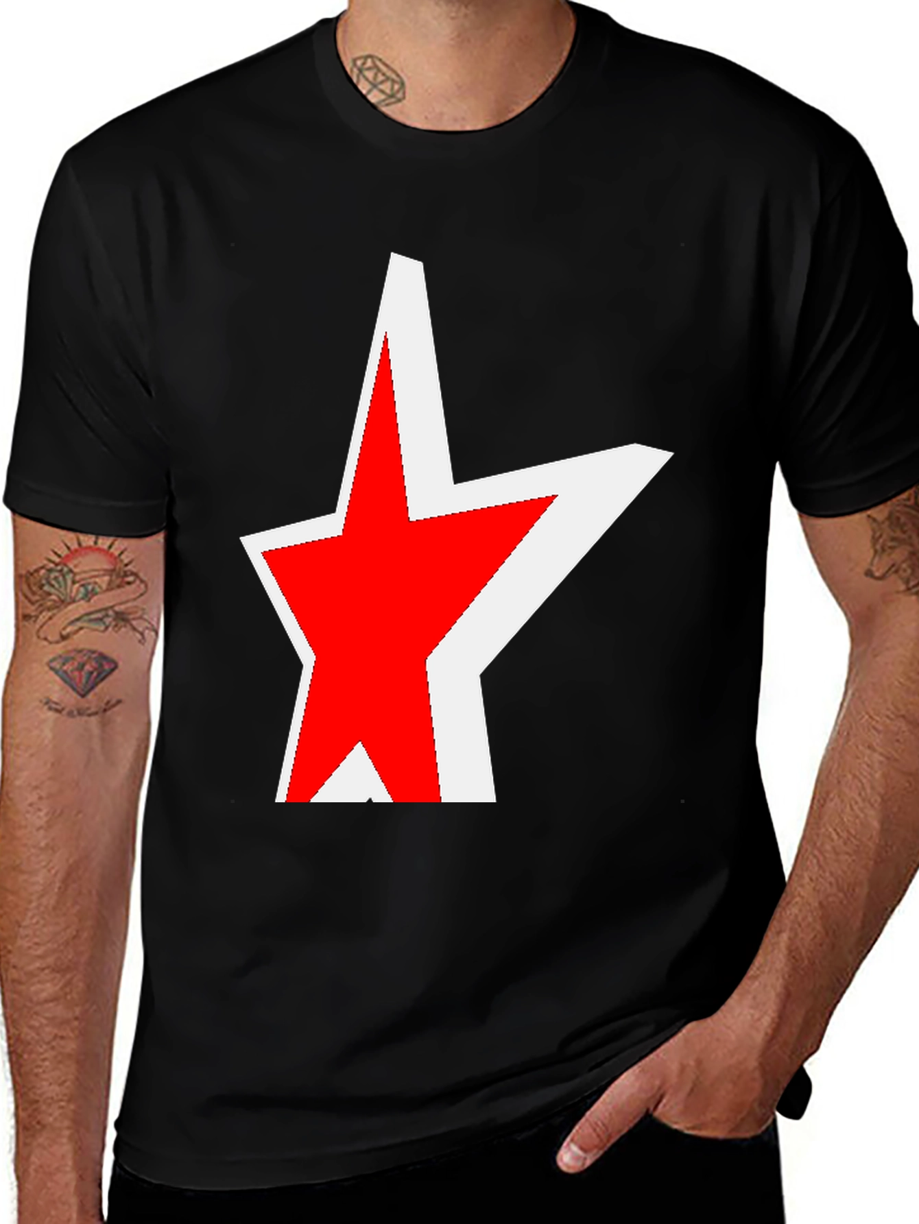 Variant 15 of Red Star Graphic Black T-Shirt