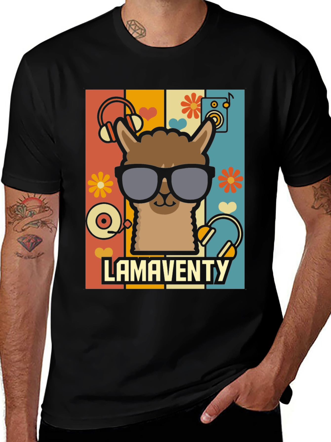 Variant 4 of Lamaventy T-Shirt: Retro Llama Design
