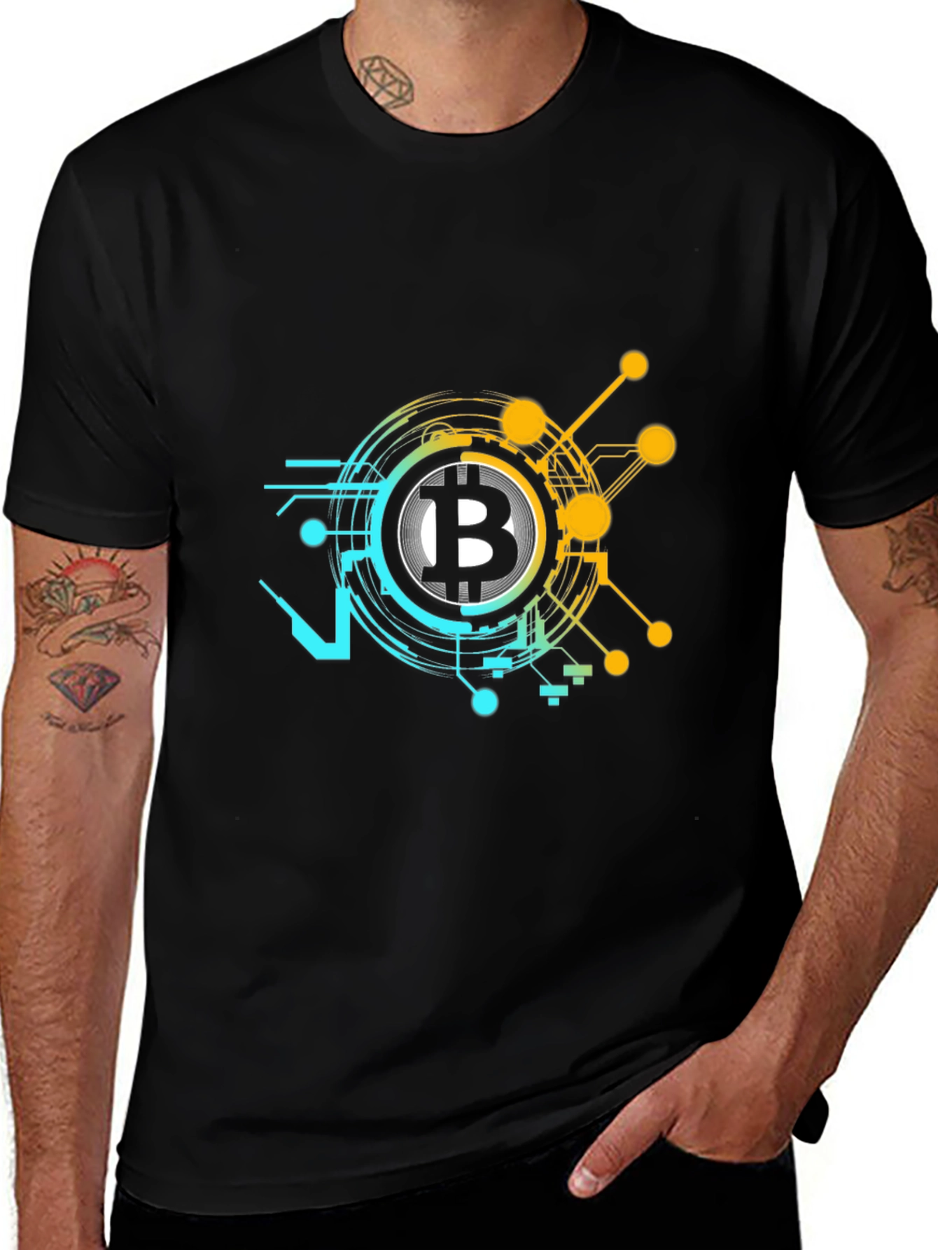Variant 21 of Bitcoin Tech Graphic Black T-Shirt