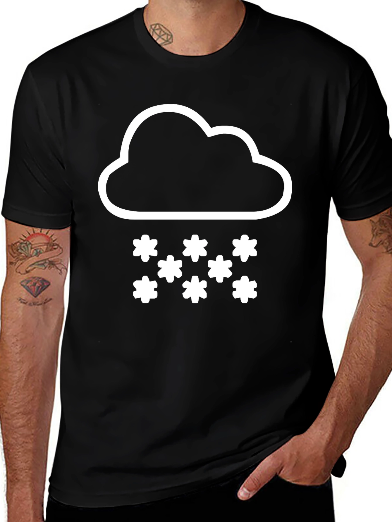 Variant 29 of Snowy Cloud Graphic Tee - Black Cotton Comfort
