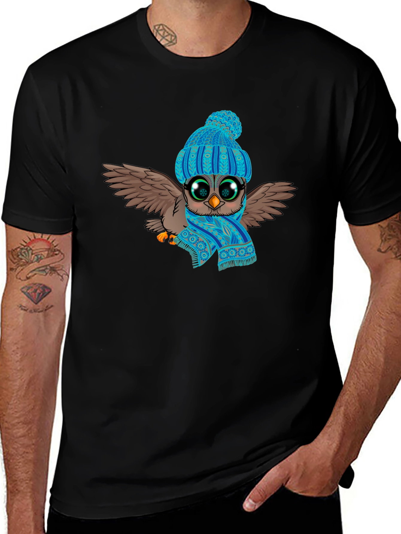 Variant 29 of Owl in Hat & Scarf Graphic T-Shirt