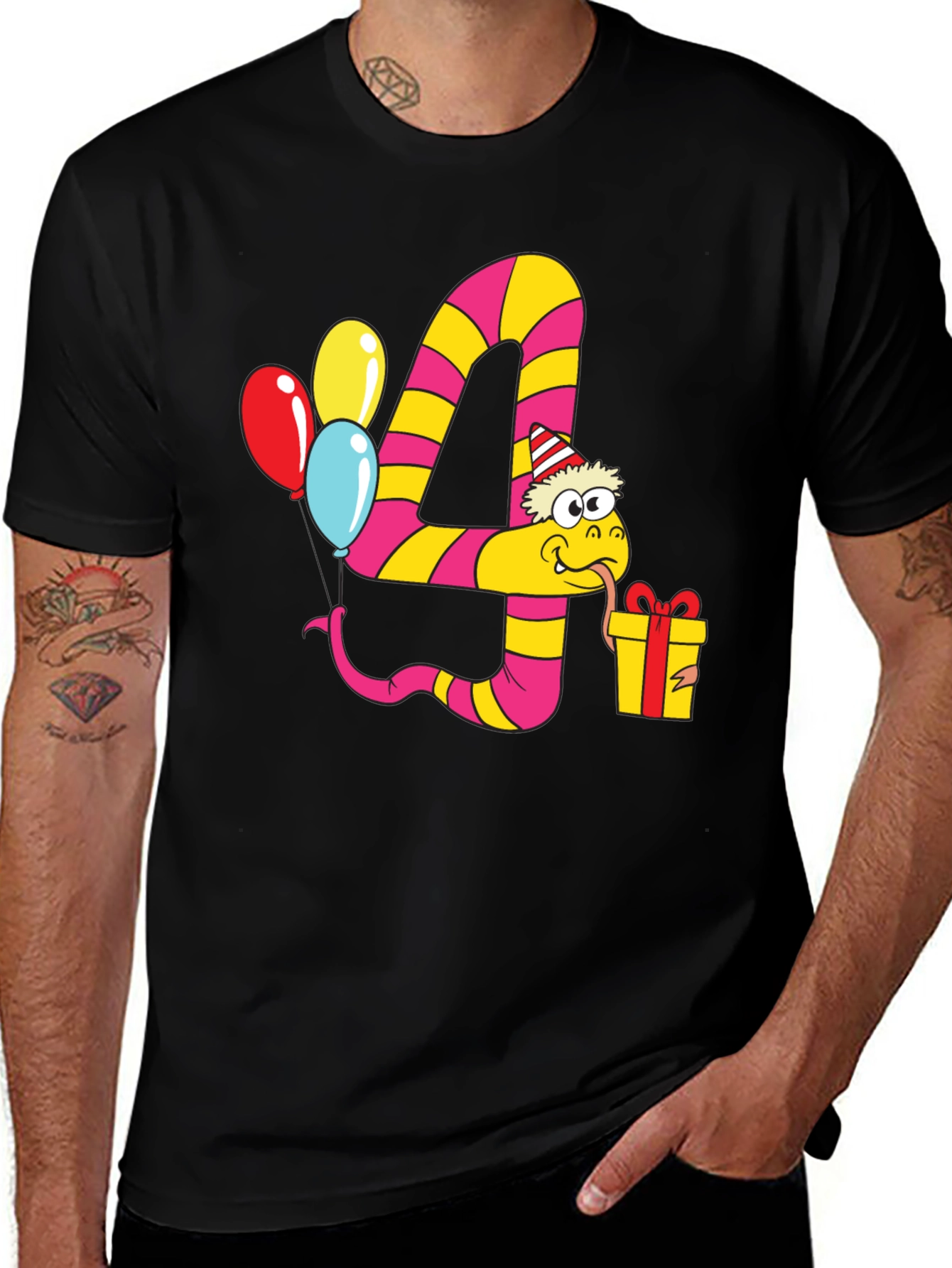 Variant 21 of Birthday Snake Number 4 T-Shirt