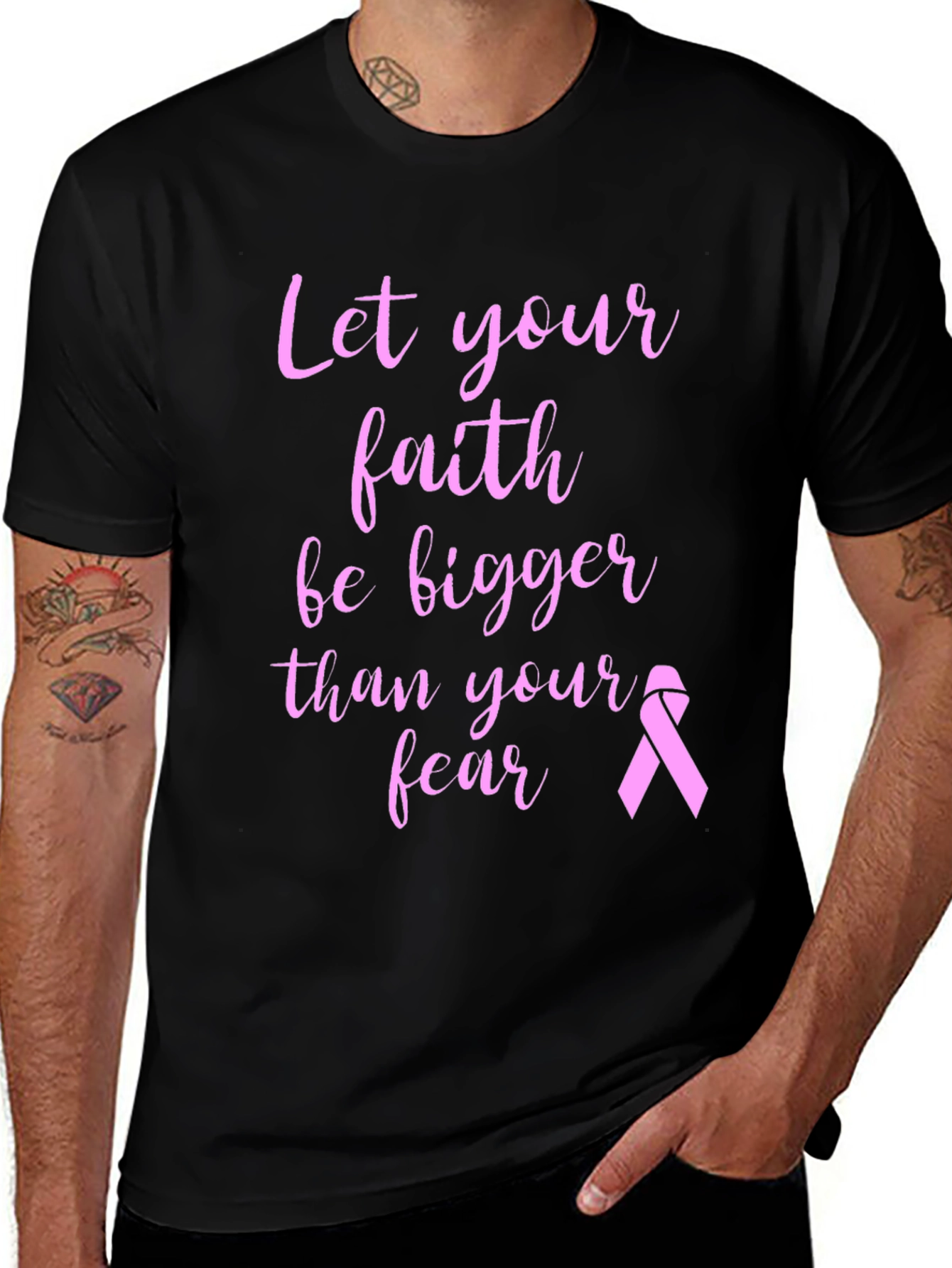 Variant 30 of Faith Over Fear Breast Cancer Awareness T-Shirt