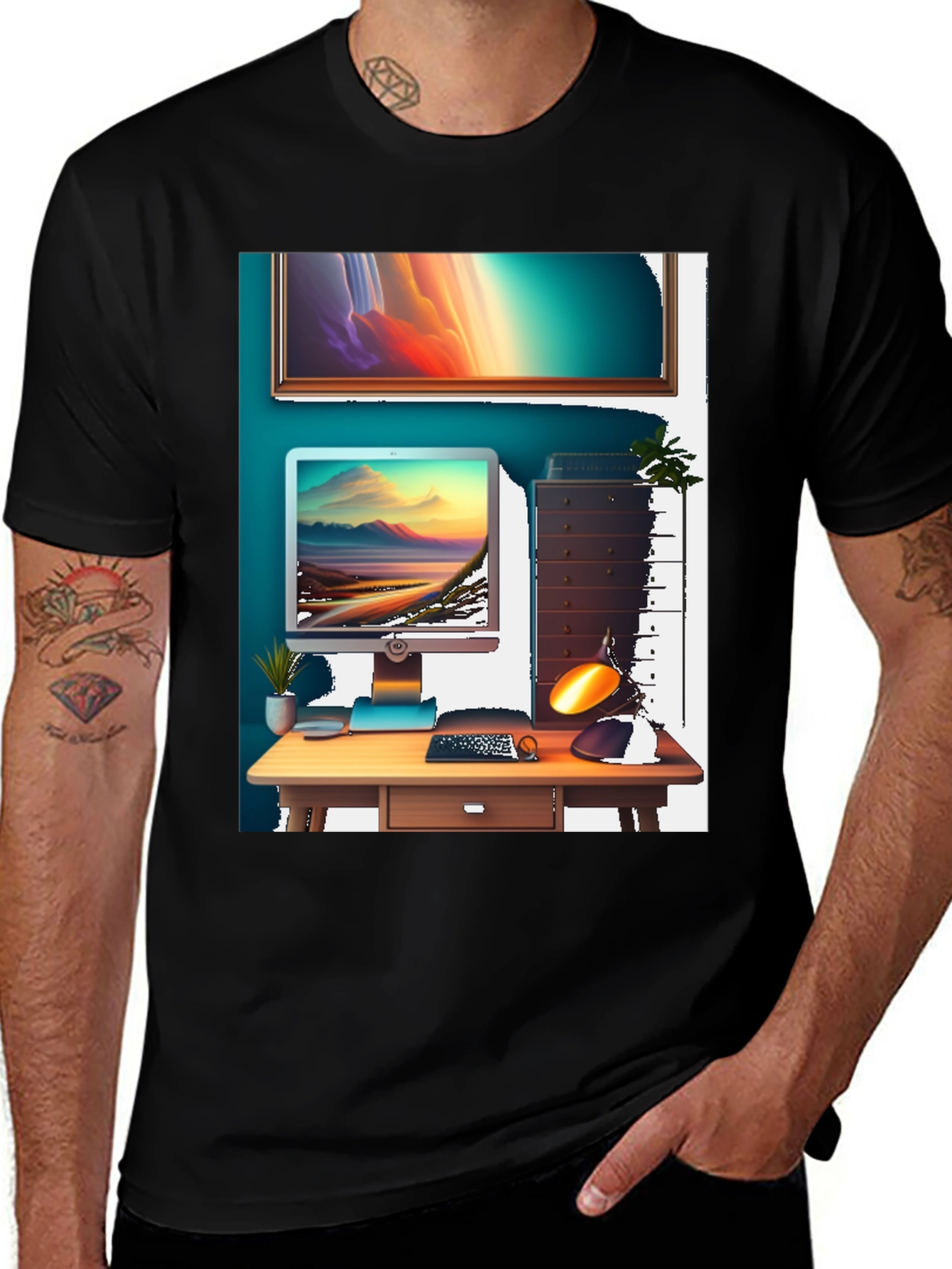 Variant 15 of Modern Workspace Graphic Tee - Black