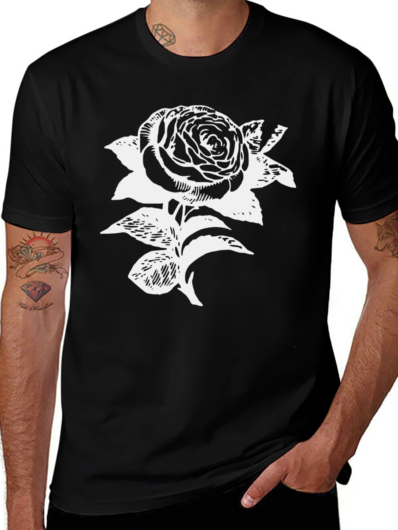 Variant 27 of Black Rose Graphic Tee - Classic Comfort