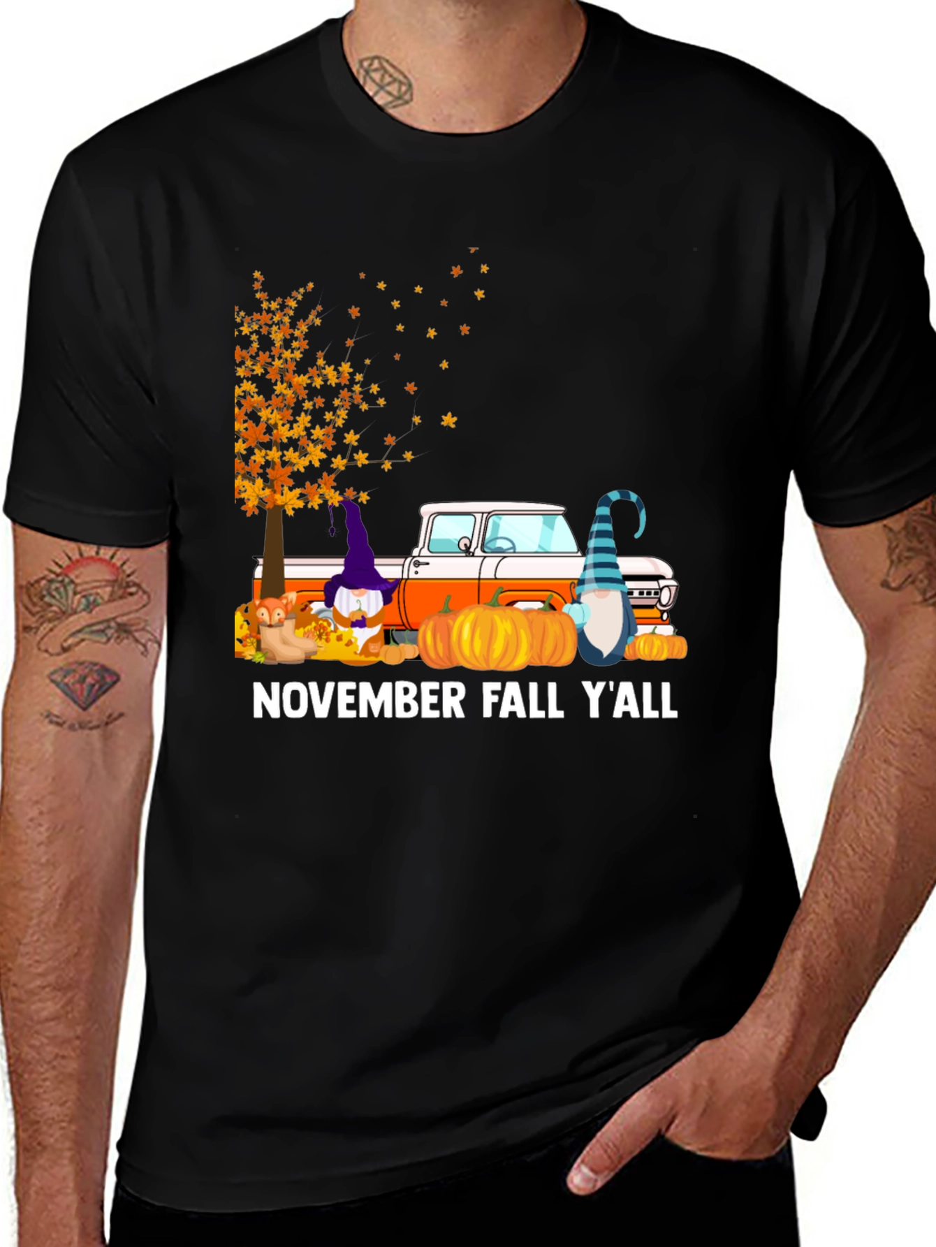 Variant 19 of Fall Gnome Truck Graphic Tee
