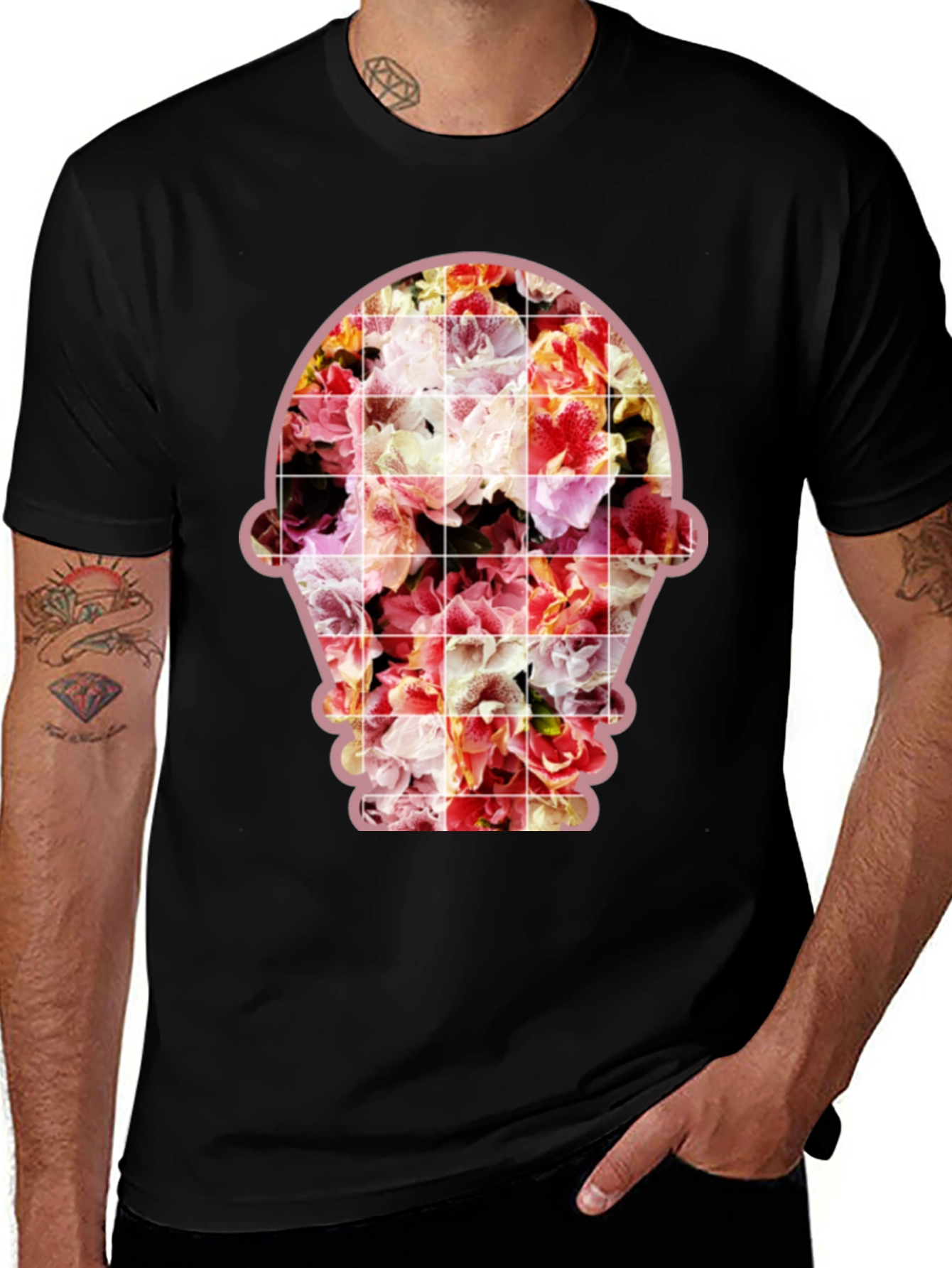 Variant 3 of Floral Grid T-Shirt - Artistic Comfort