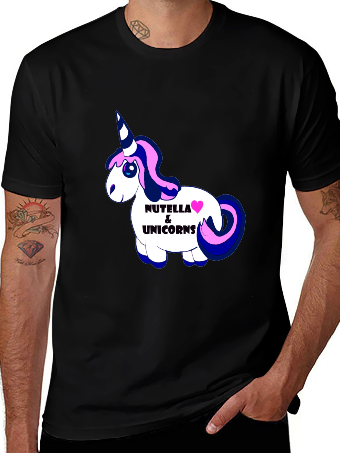 Variant 13 of Nutella & Unicorns Graphic Black T-Shirt
