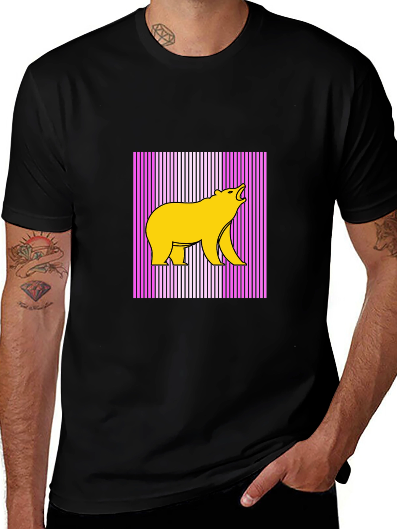 Black T-Shirt with Bear Design