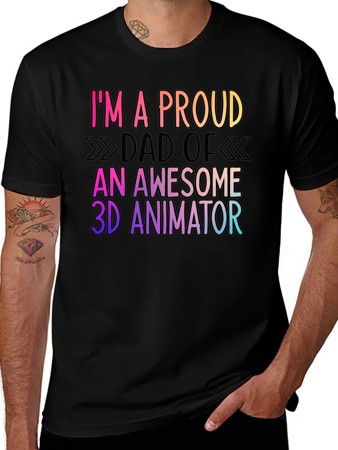 Variant 28 of Proud Dad of 3D Animator Black T-Shirt