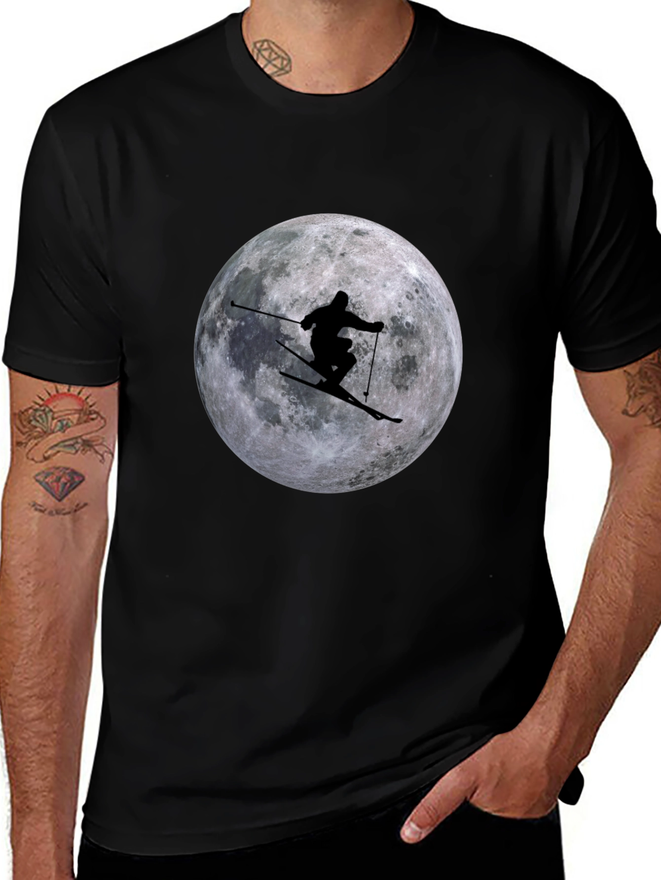 Variant 4 of Skiing on the Moon T-Shirt