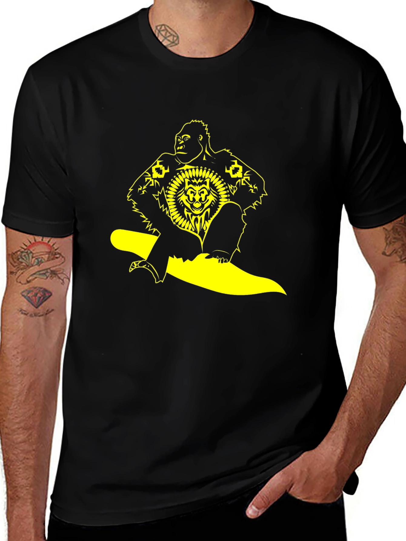 Variant 19 of Gorilla Lion Graphic Black T-Shirt