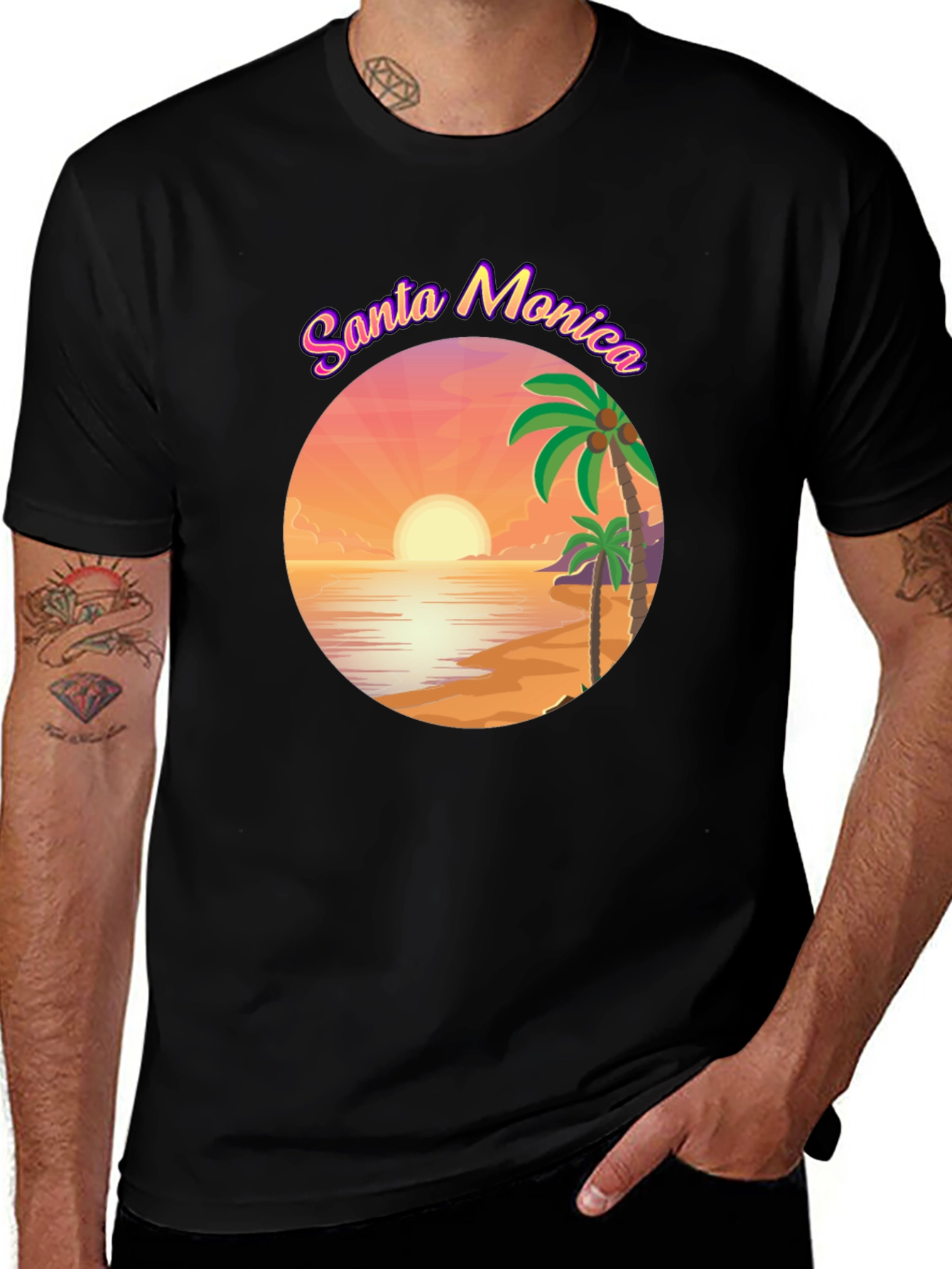 Variant 22 of Santa Monica Sunset Graphic Tee - Black
