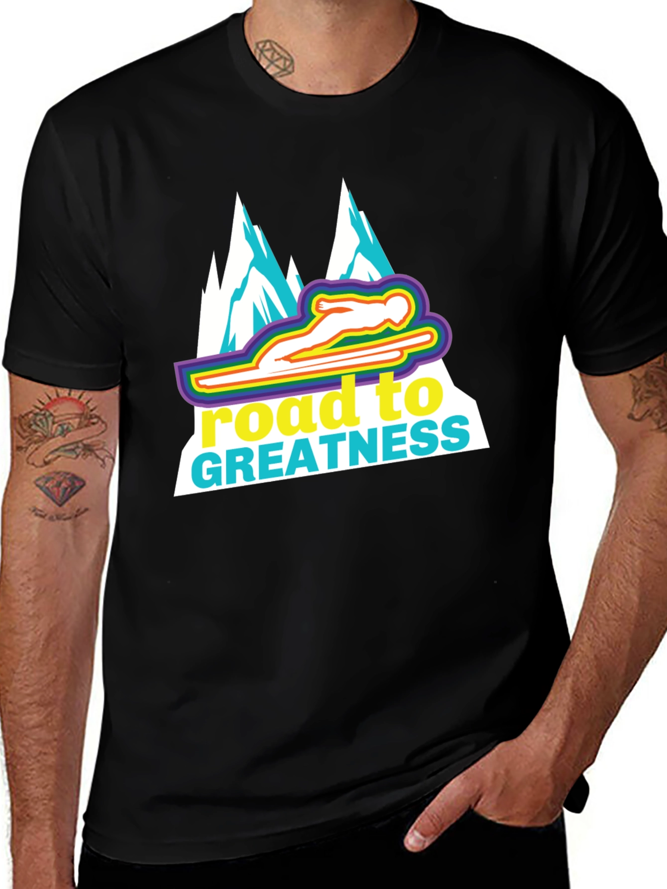Road to Greatness Ski Jumper Graphic T-Shirt