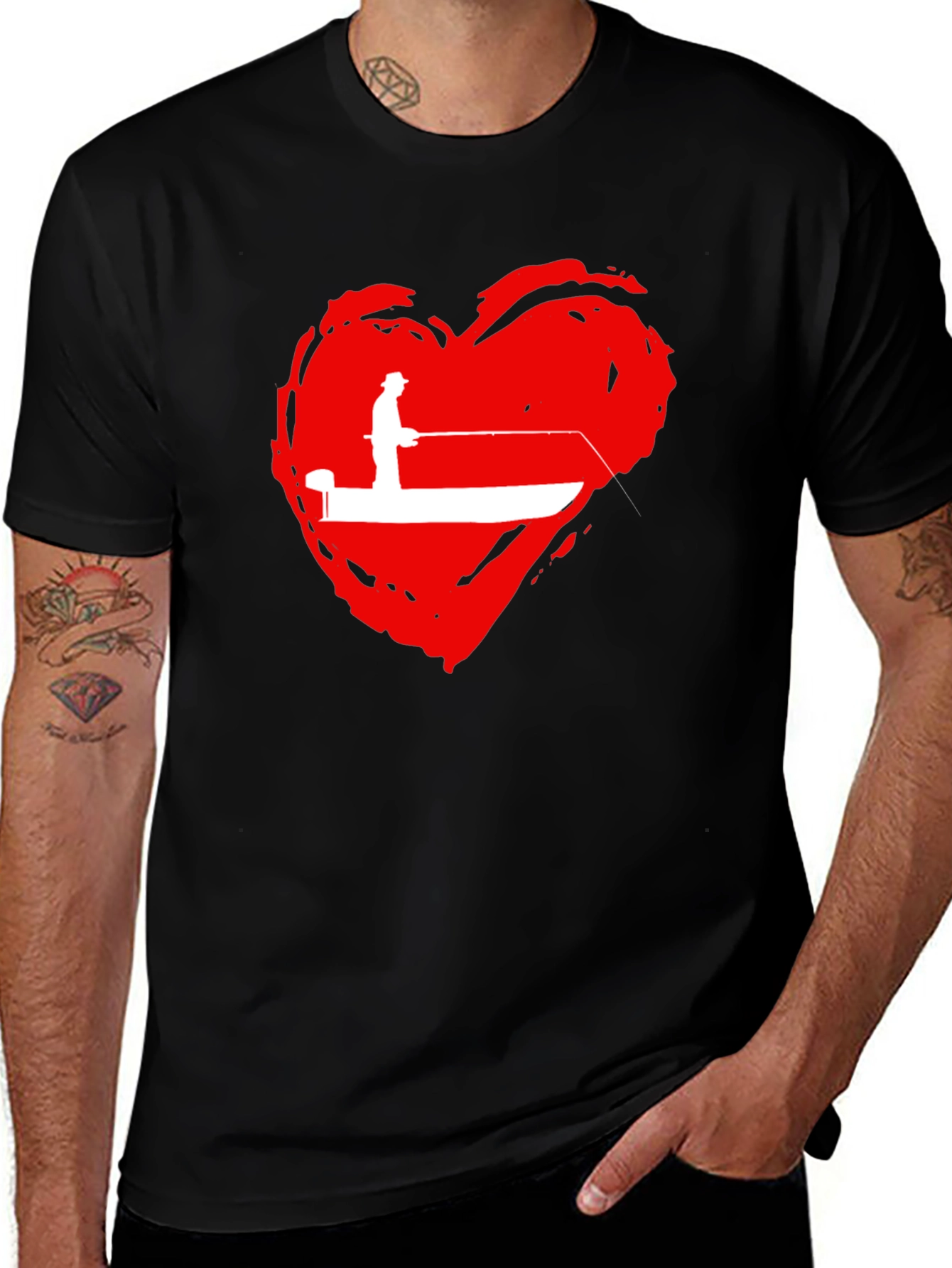 Variant 28 of Fishing Heart Graphic T-Shirt