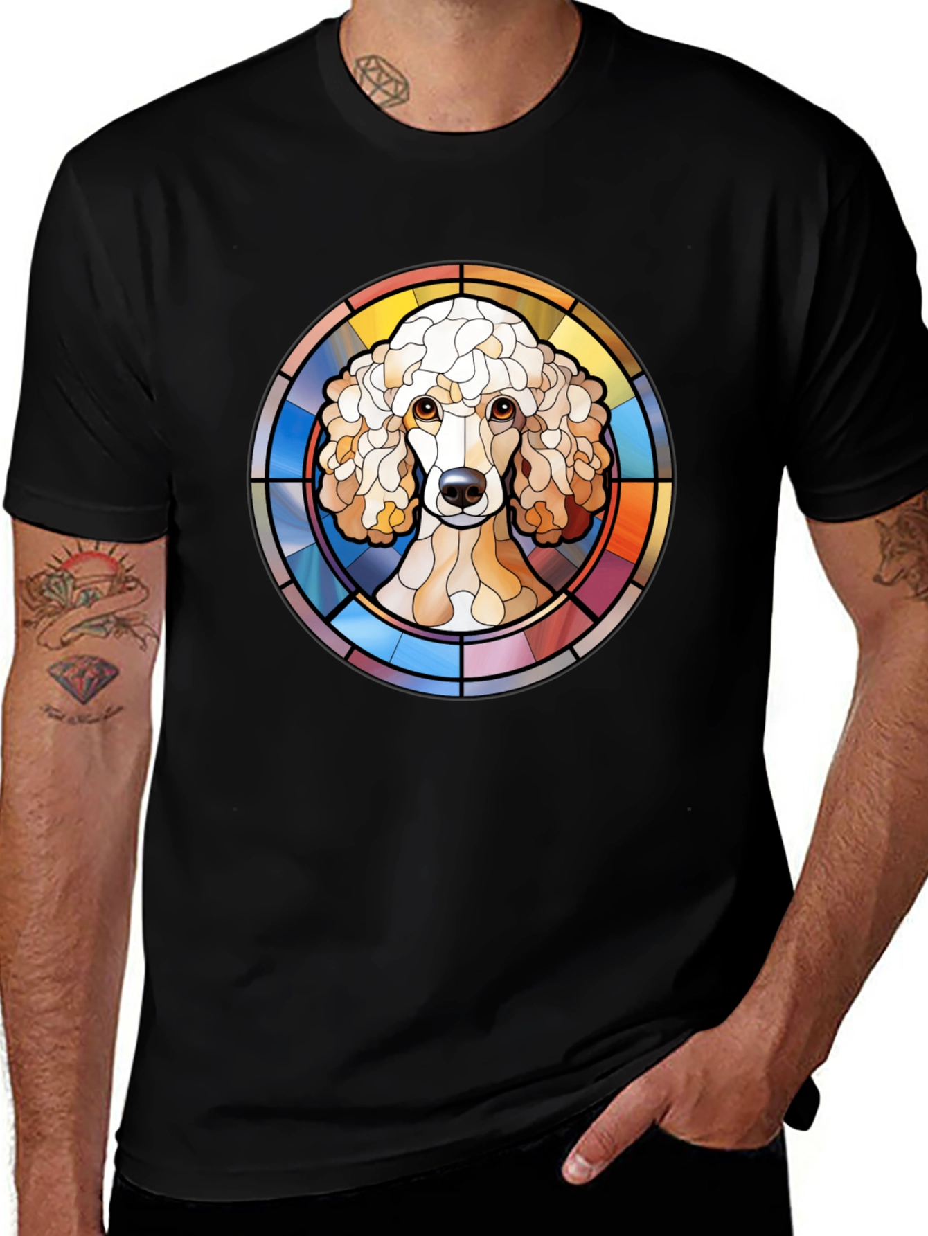 Variant 3 of Poodle Stained Glass Style Graphic Tee