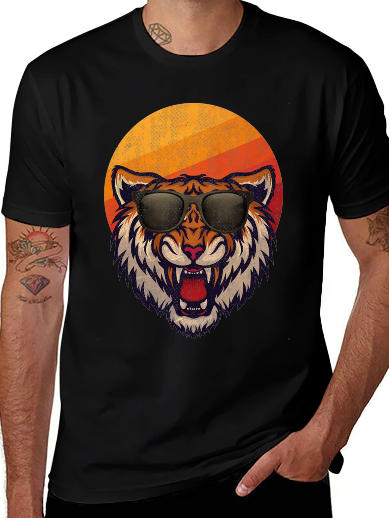 Variant 7 of Cool Tiger Retro Style Graphic Tee
