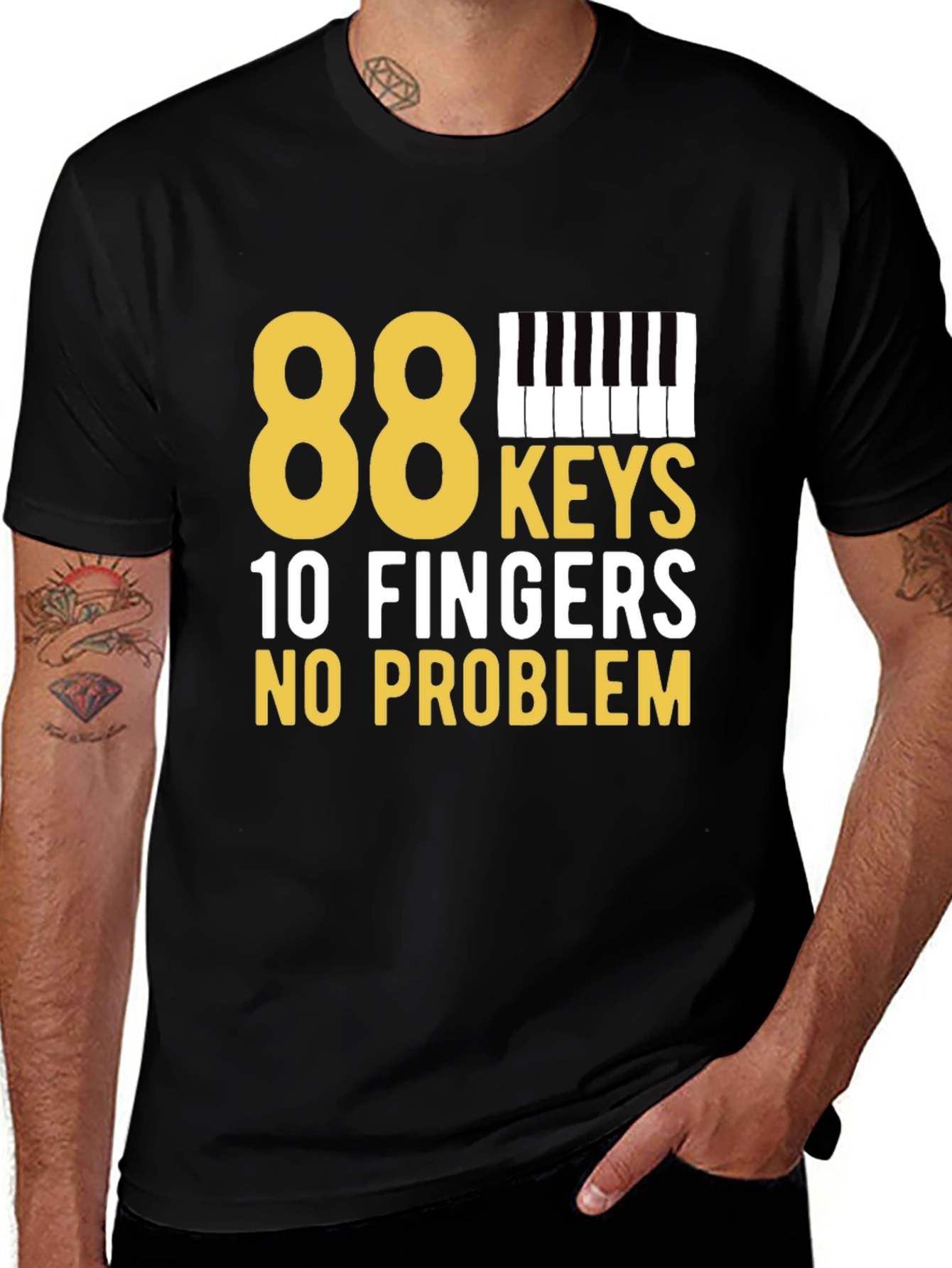 Black 88 Keys, 10 Fingers, No Problem Black T-Shirt main image