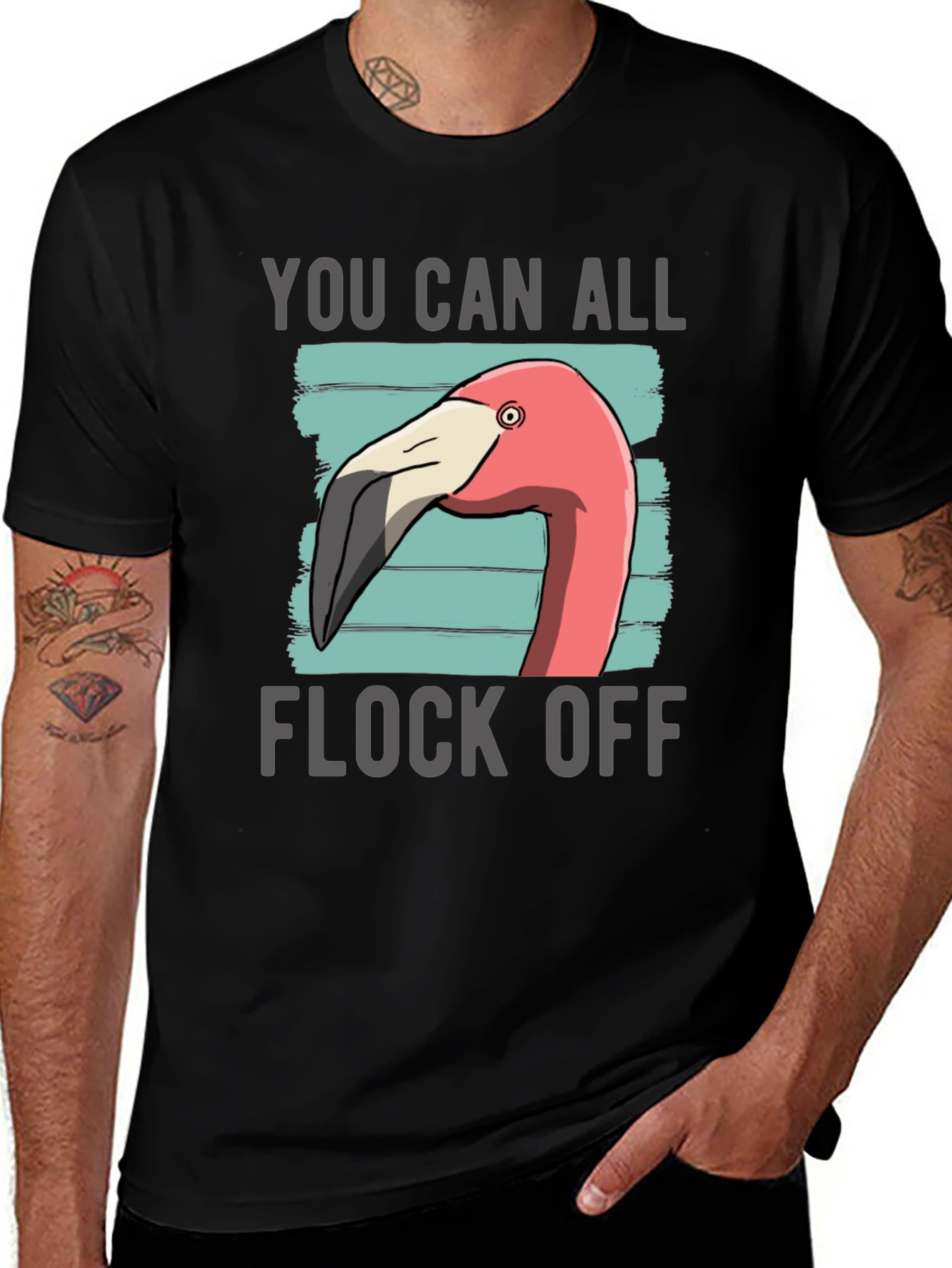 Variant 28 of Funny Flamingo T-Shirt - You Can All Flock Off