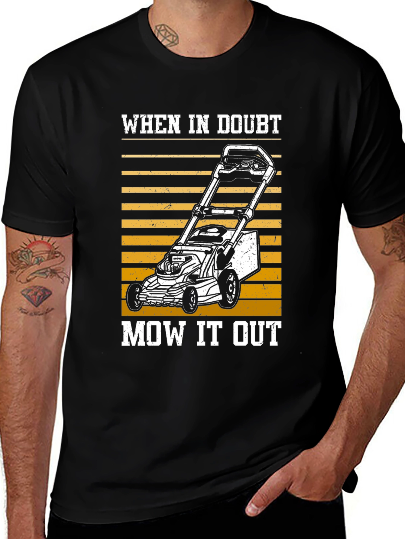 Black When In Doubt Mow It Out T-Shirt main image