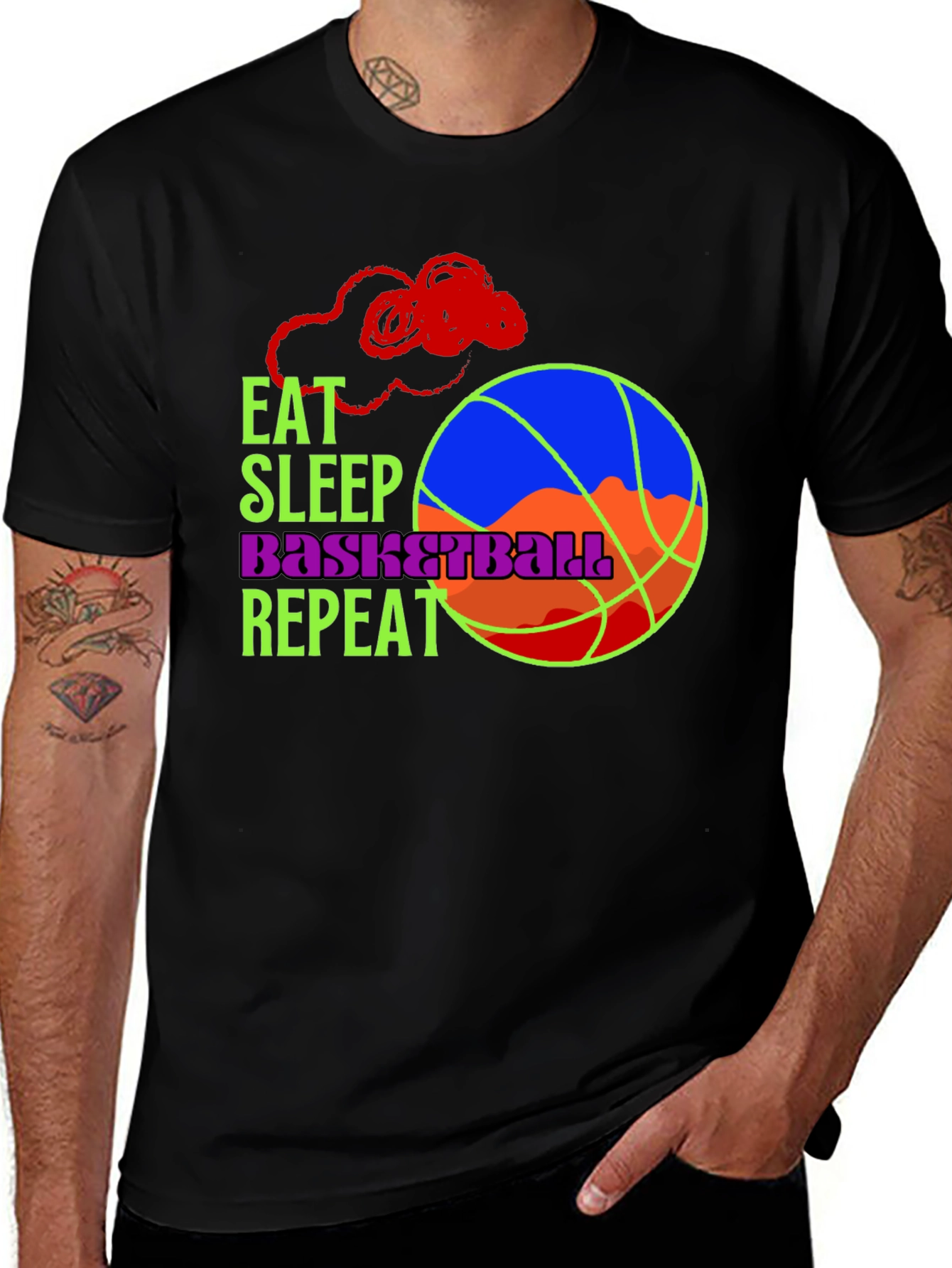 Variant 8 of Eat Sleep Basketball Repeat T-Shirt
