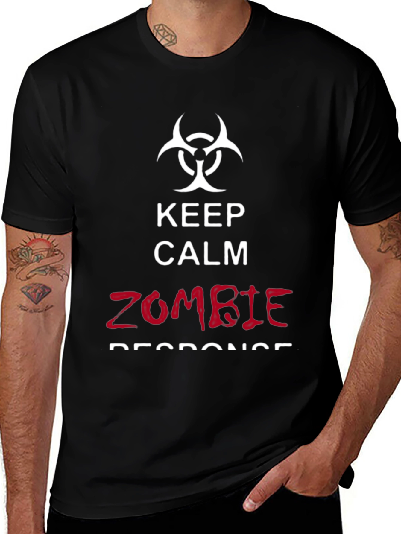 Variant 29 of Keep Calm Zombie Response Black T-Shirt