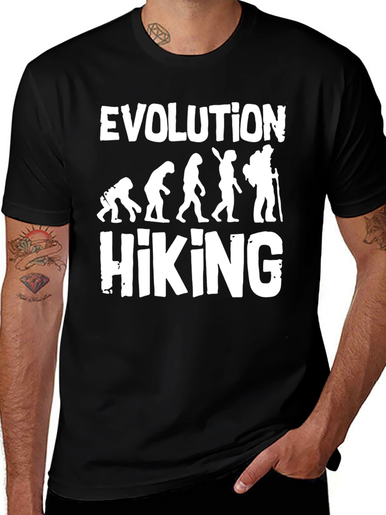 Variant 27 of Evolution of Hiking Graphic T-Shirt - Black