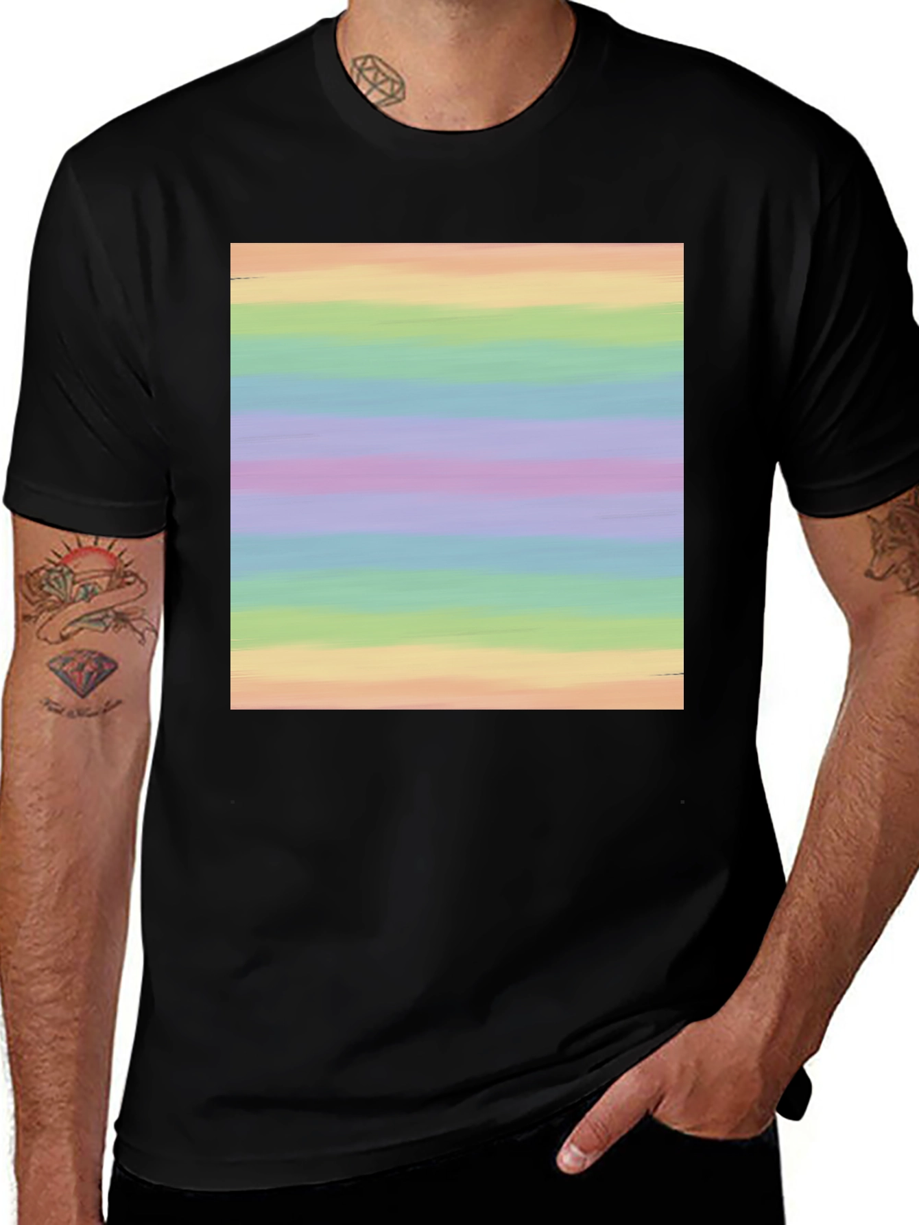 Variant 16 of Rainbow Stripe Graphic Tee - Soft Cotton Blend