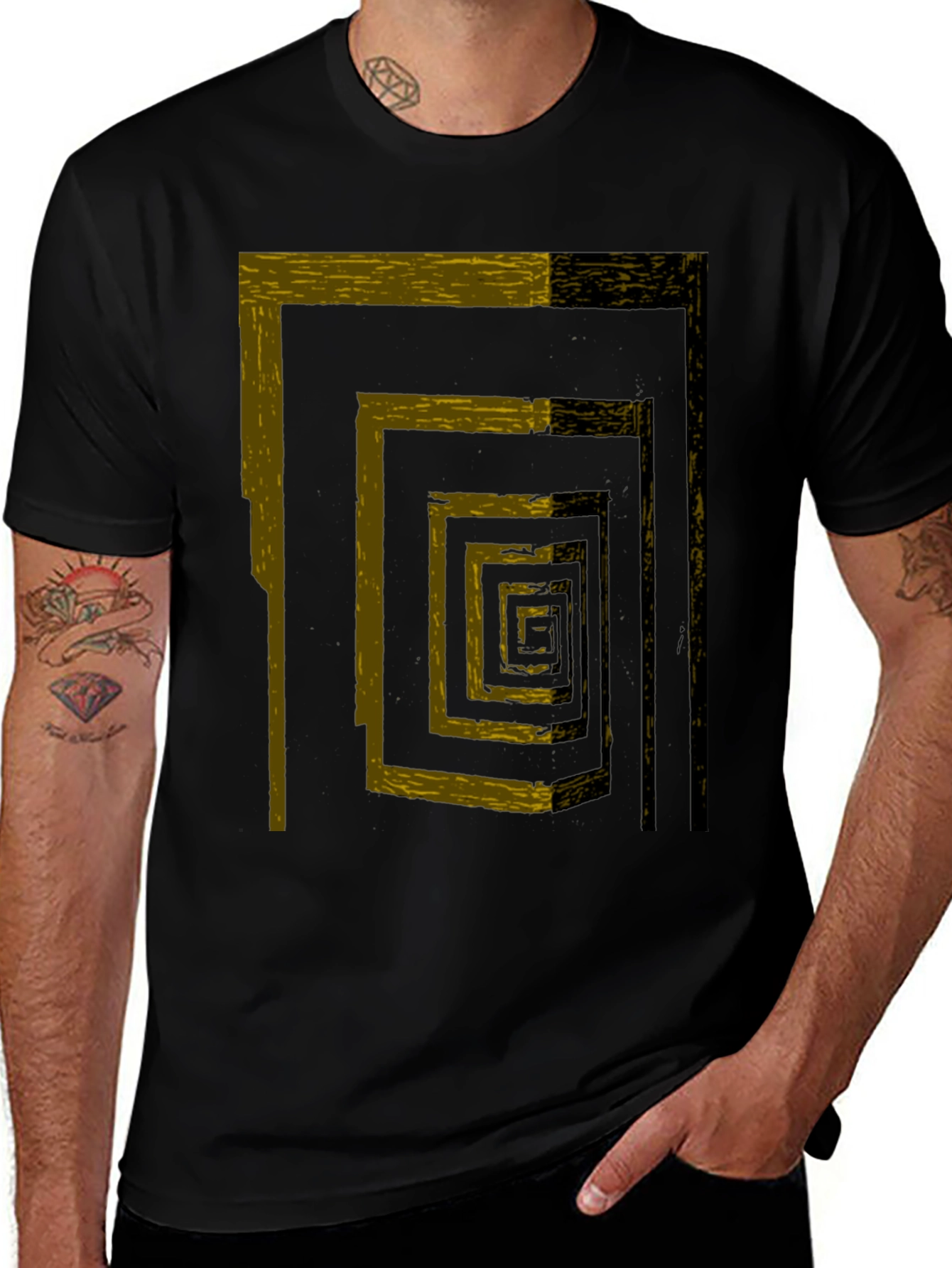 Variant 9 of Geometric Illusion Black T-Shirt