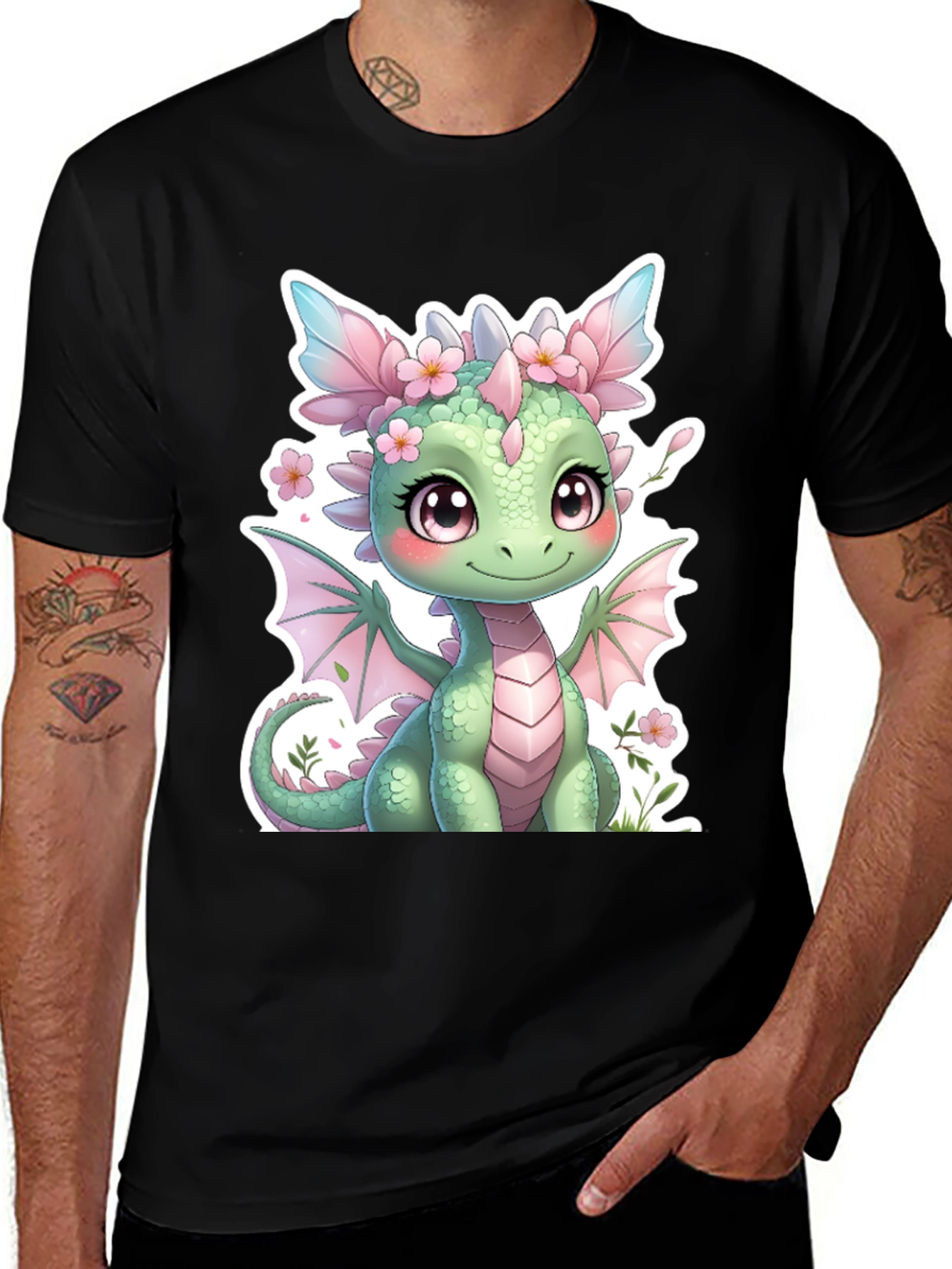 Variant 4 of Cute Dragon Graphic Tee - Stylish Black T-Shirt