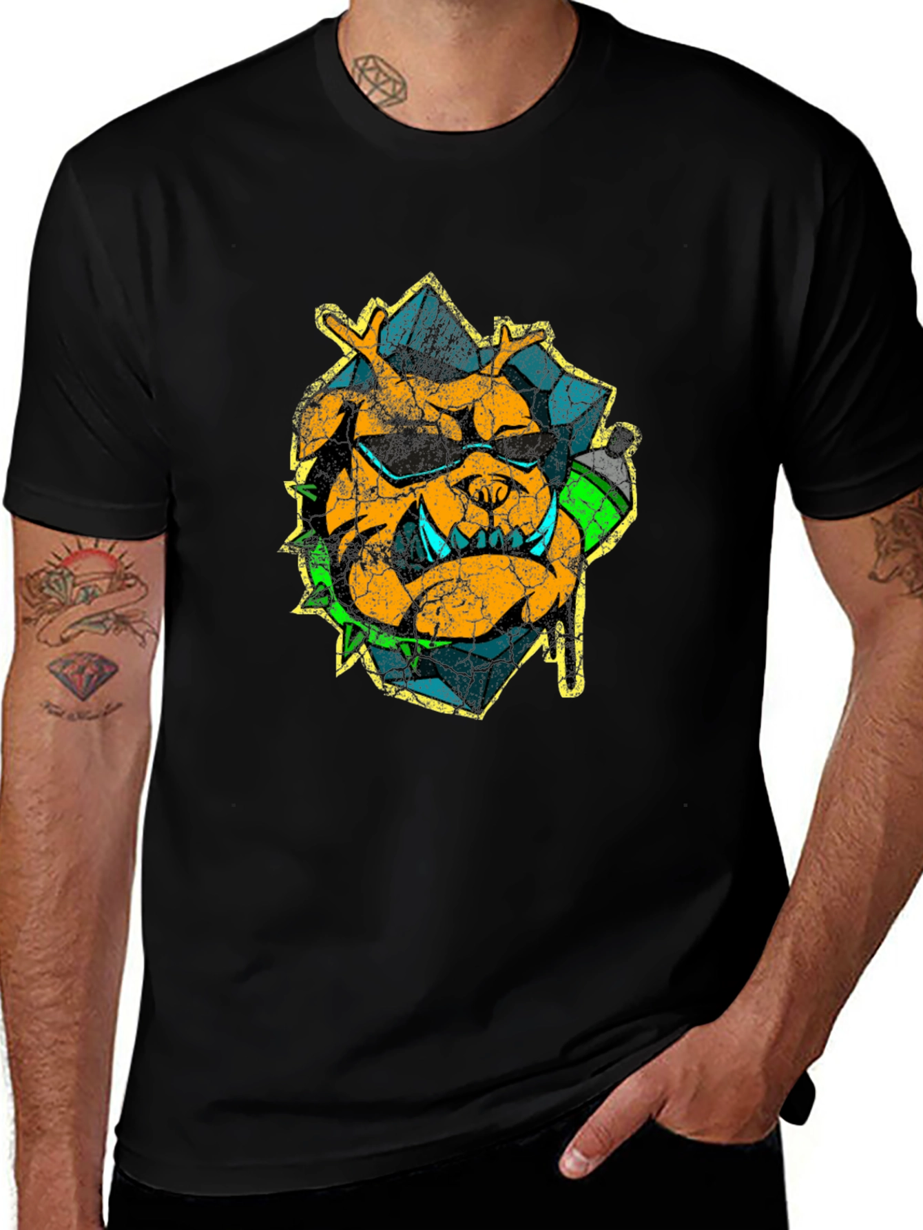 Variant 2 of Cool Bulldog Graphic T-Shirt - Black