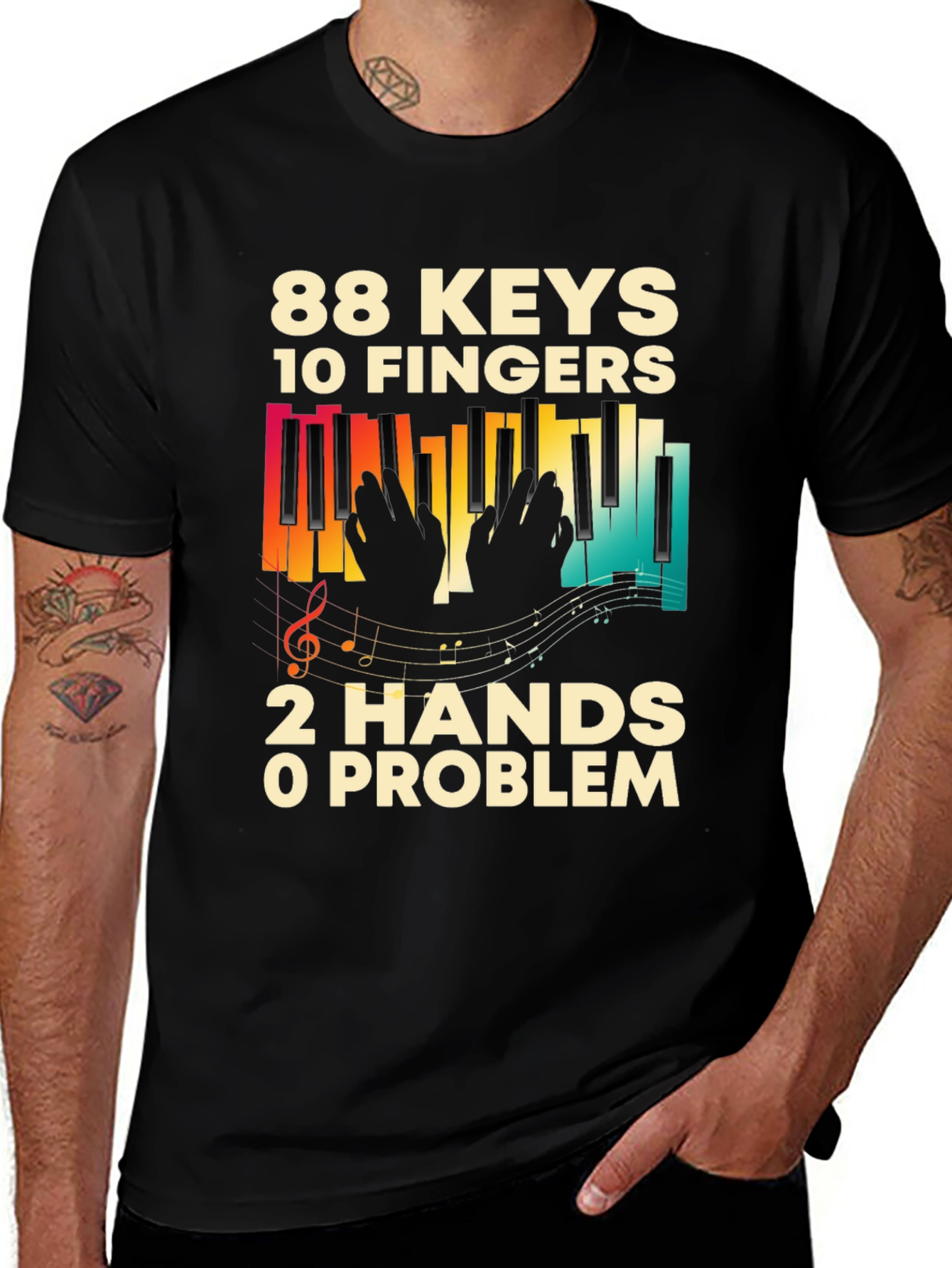 Variant 14 of 88 Keys 10 Fingers Piano Music T-Shirt