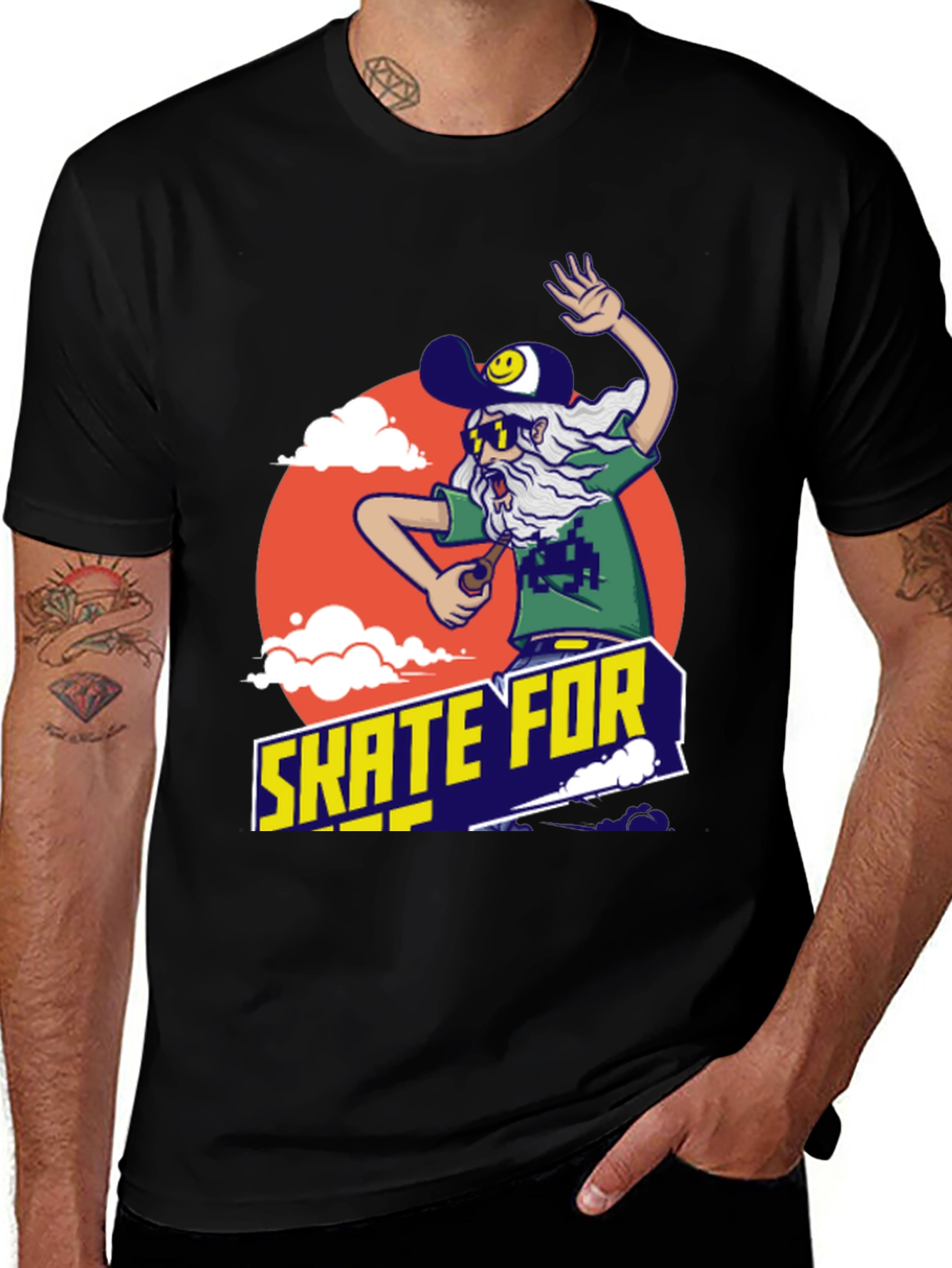 Variant 4 of Skate For Life Graphic Tee - Black Cotton T-Shirt