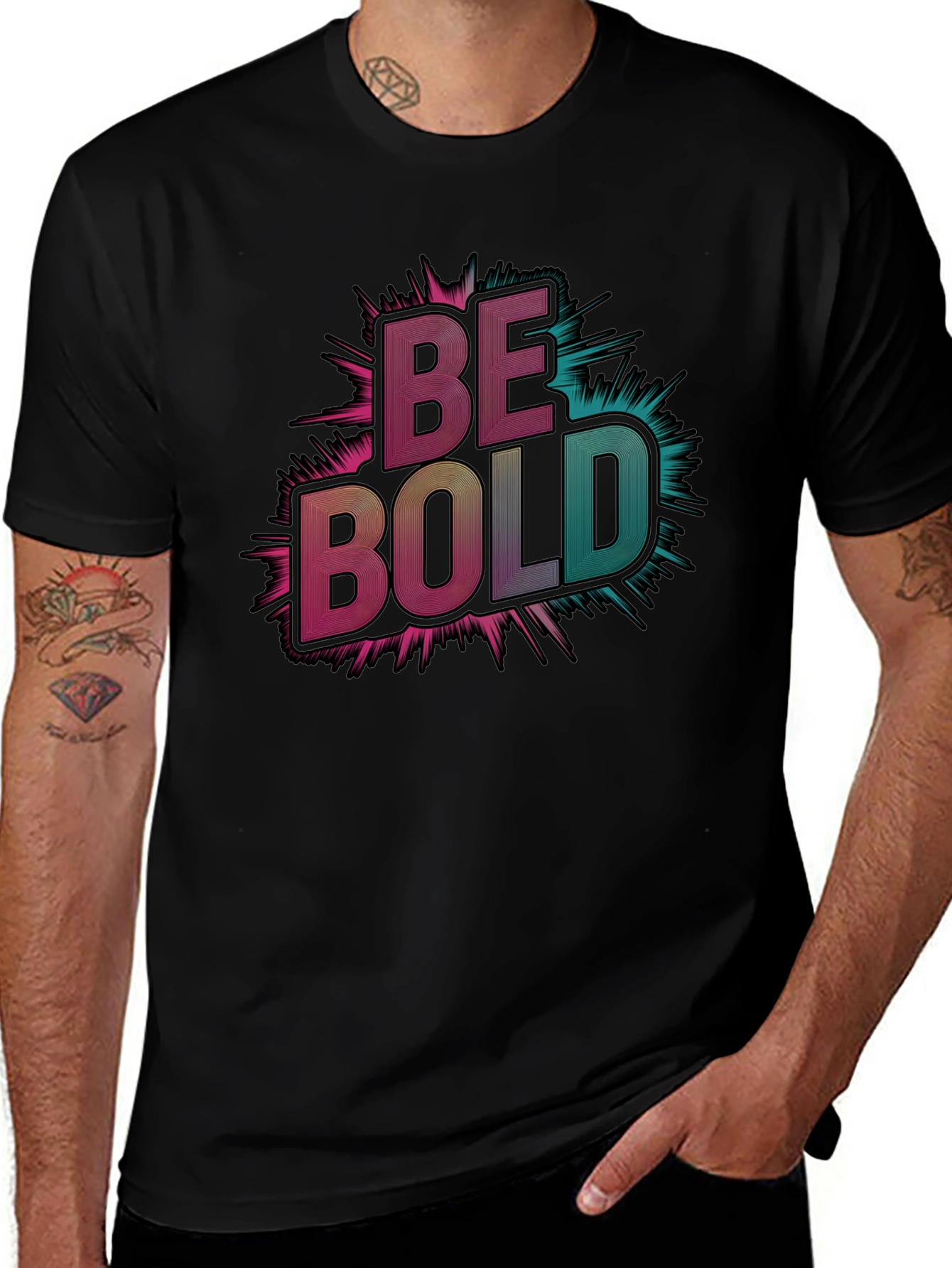 Variant 26 of Be Bold Graphic Tee - Men's Black T-Shirt