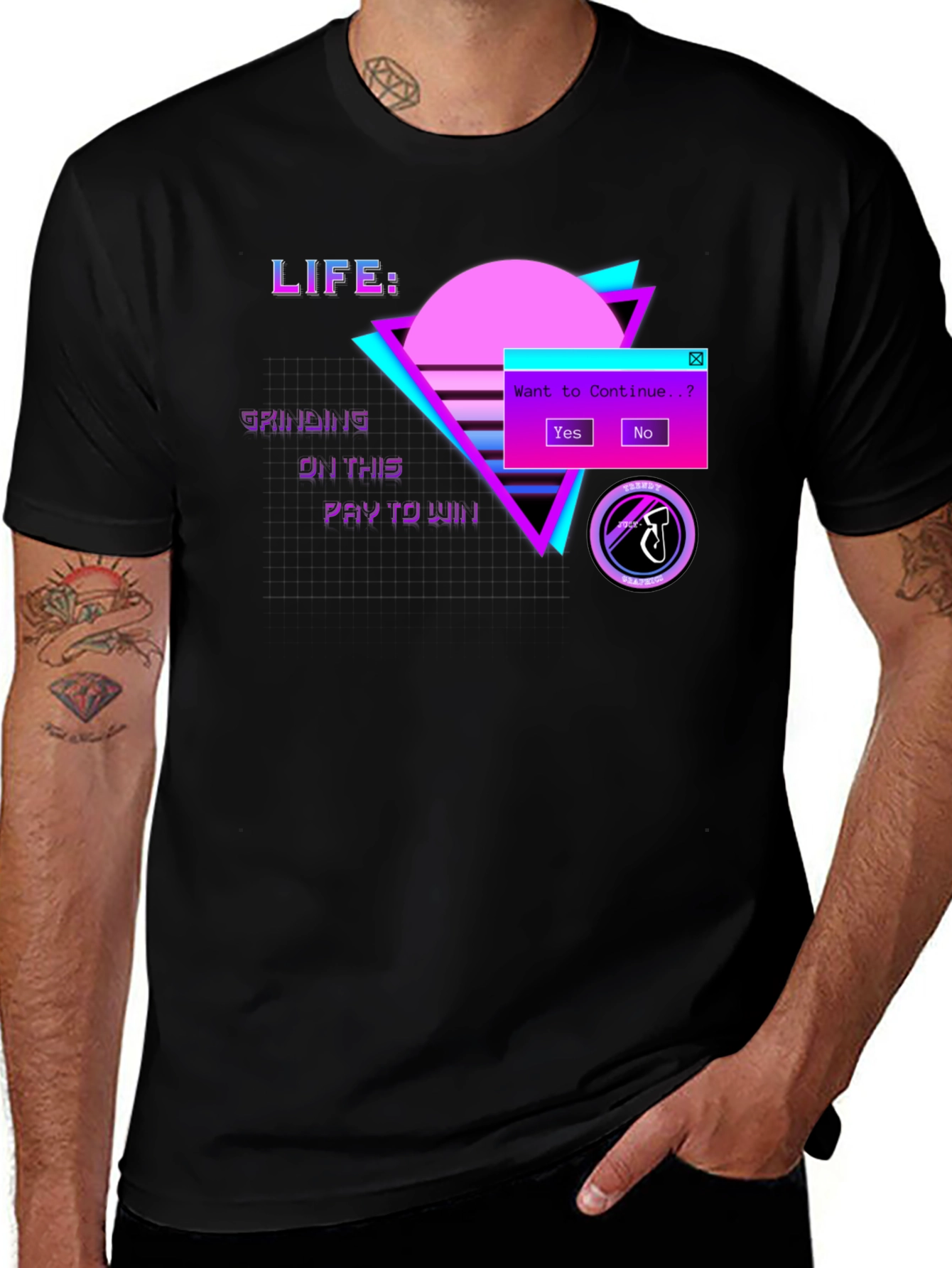 Variant 20 of Life Grinding Pay To Win Vaporwave Graphic T-Shirt