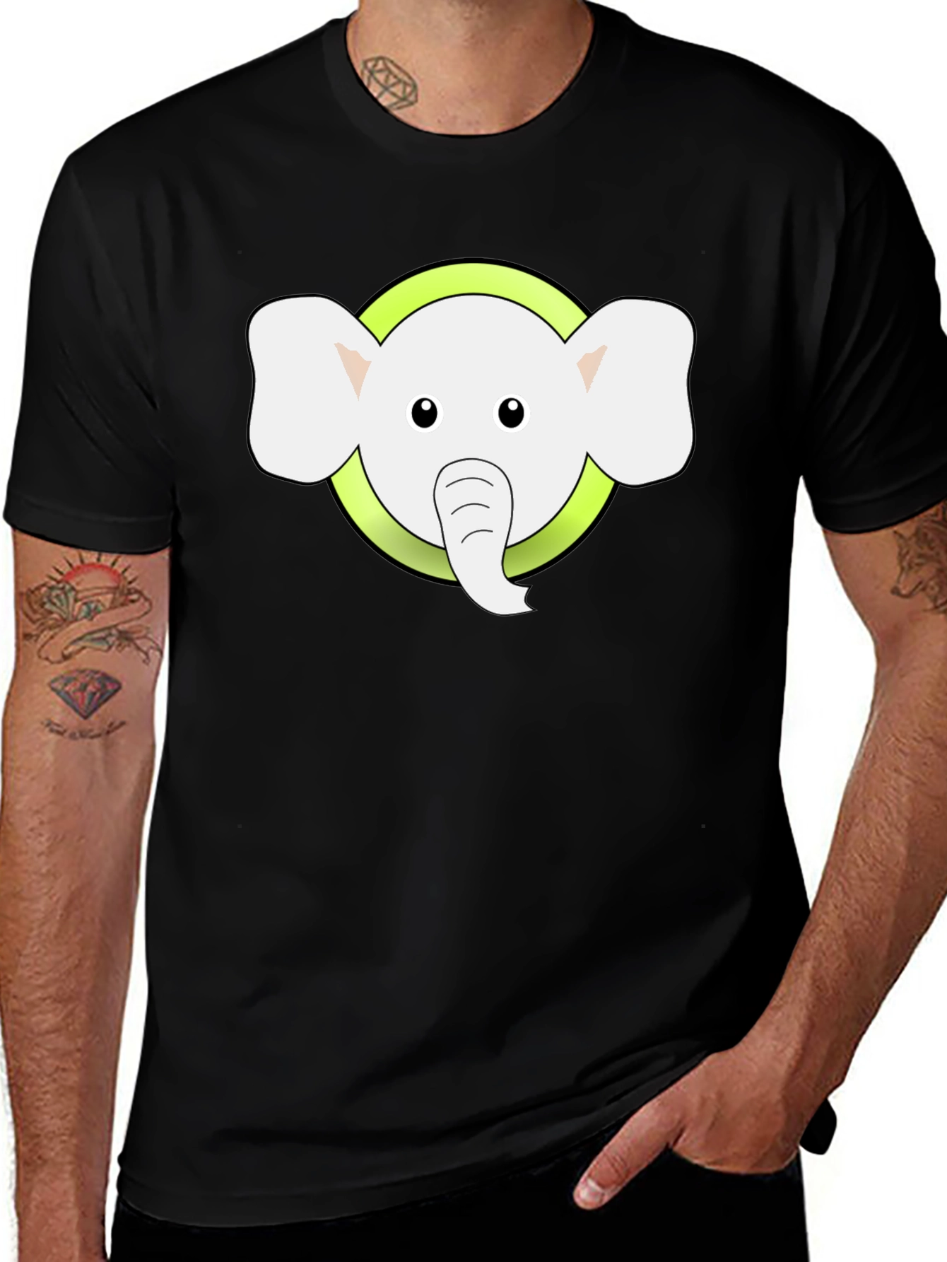 Variant 17 of Elephant Graphic Tee - Stylish Men's Black T-Shirt