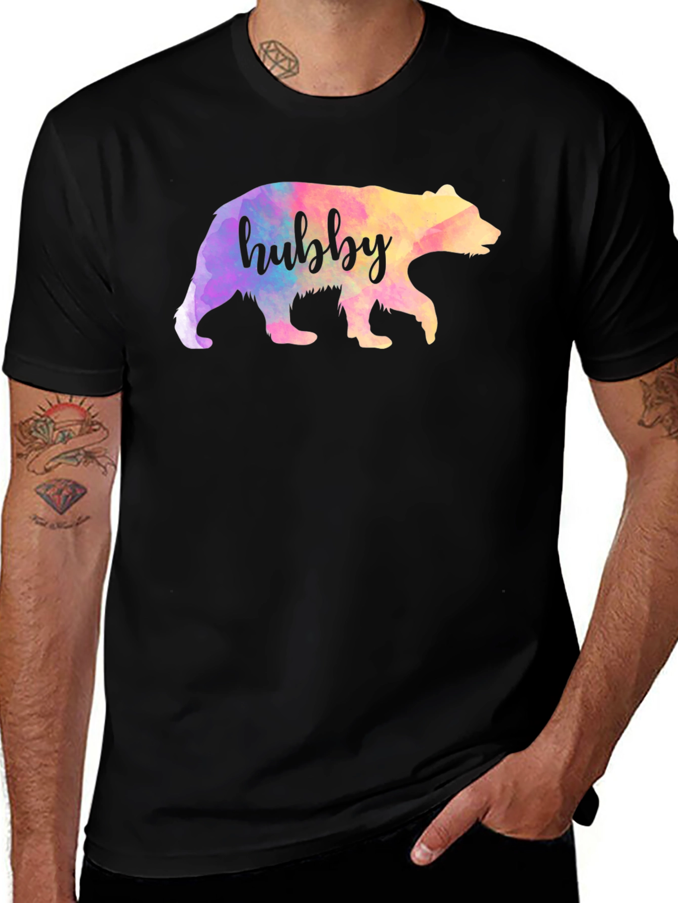 Hubby Bear Tee - Watercolor Design